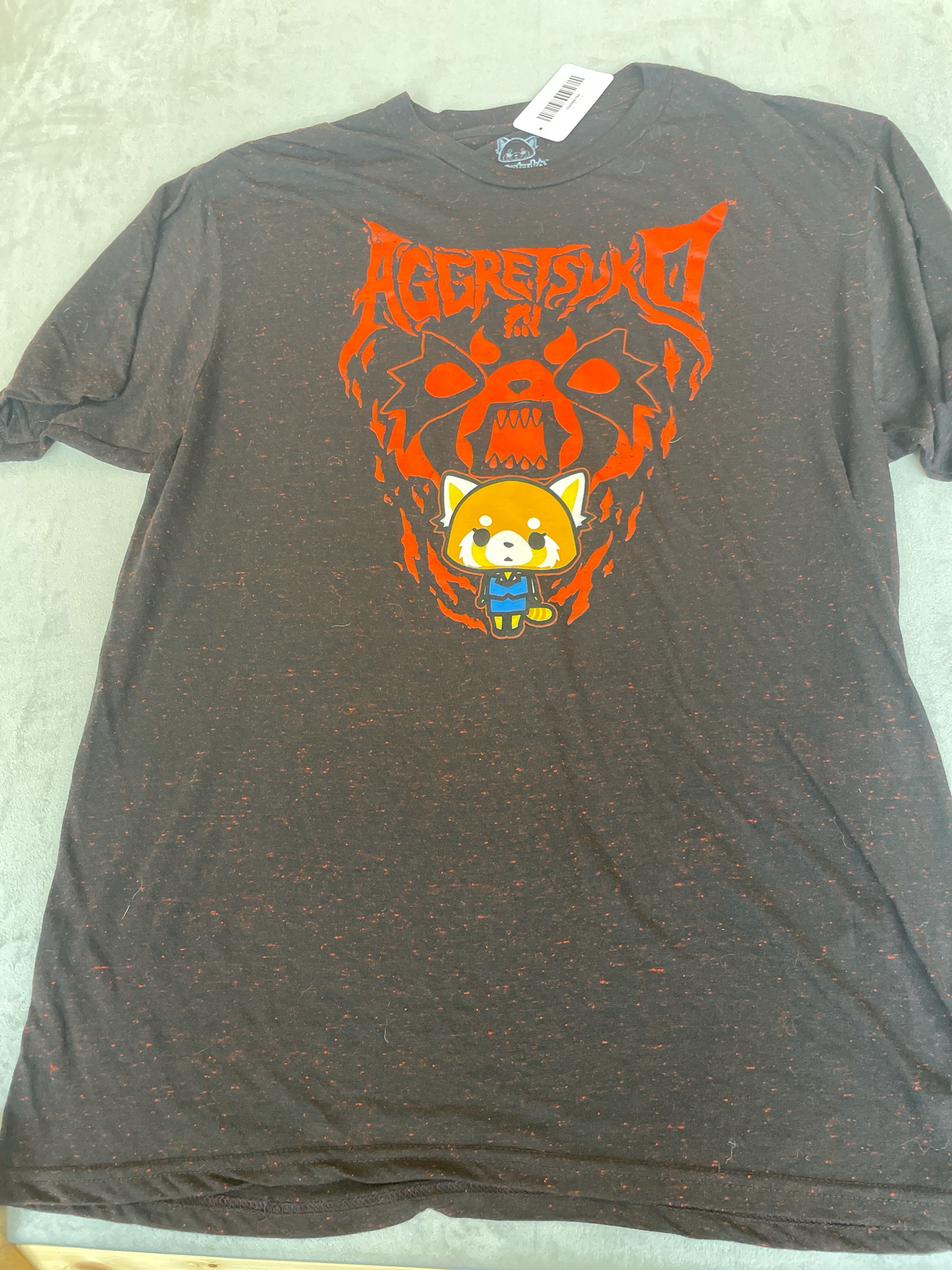 Sanrio Black Speckled Polyester T-Shirt Size Large