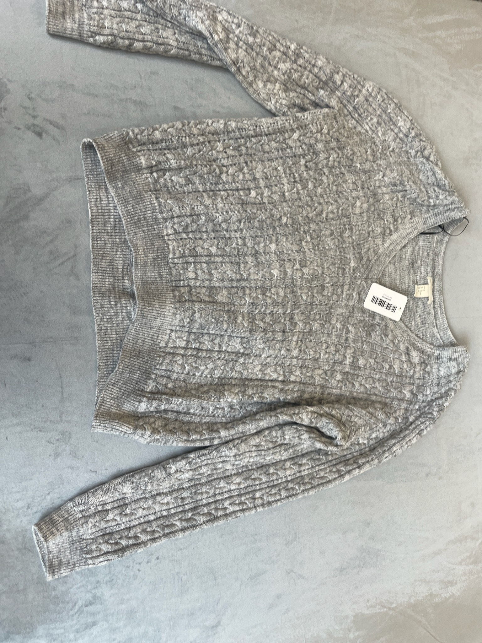 H&M Light Heather Gray Cable Knit Sweater Size XL