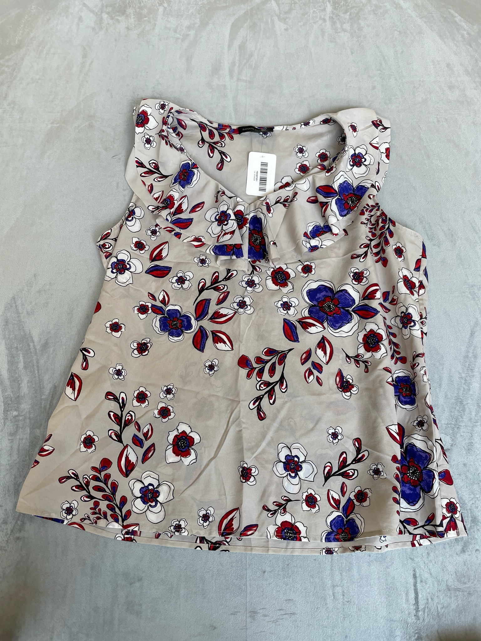Banana Republic Beige Floral Lightweight Woven Blouse Size XL