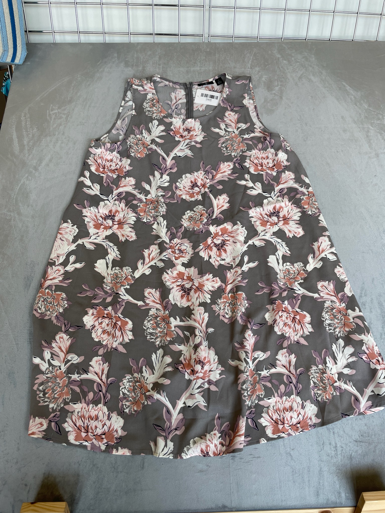 Halogen Gray Floral Woven Dress Size XL