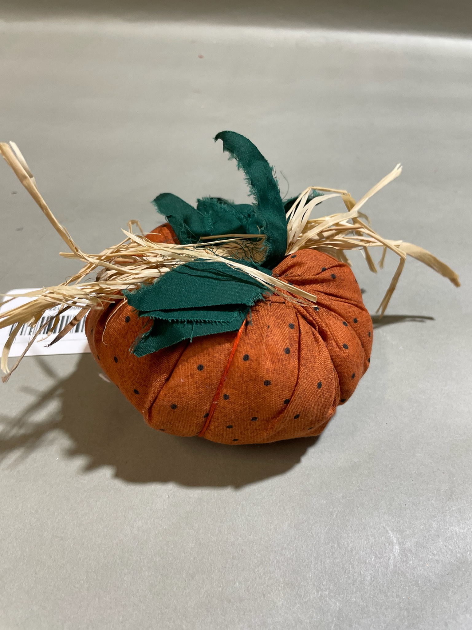 Orange Polka Dot Fabric Pumpkin Size Small