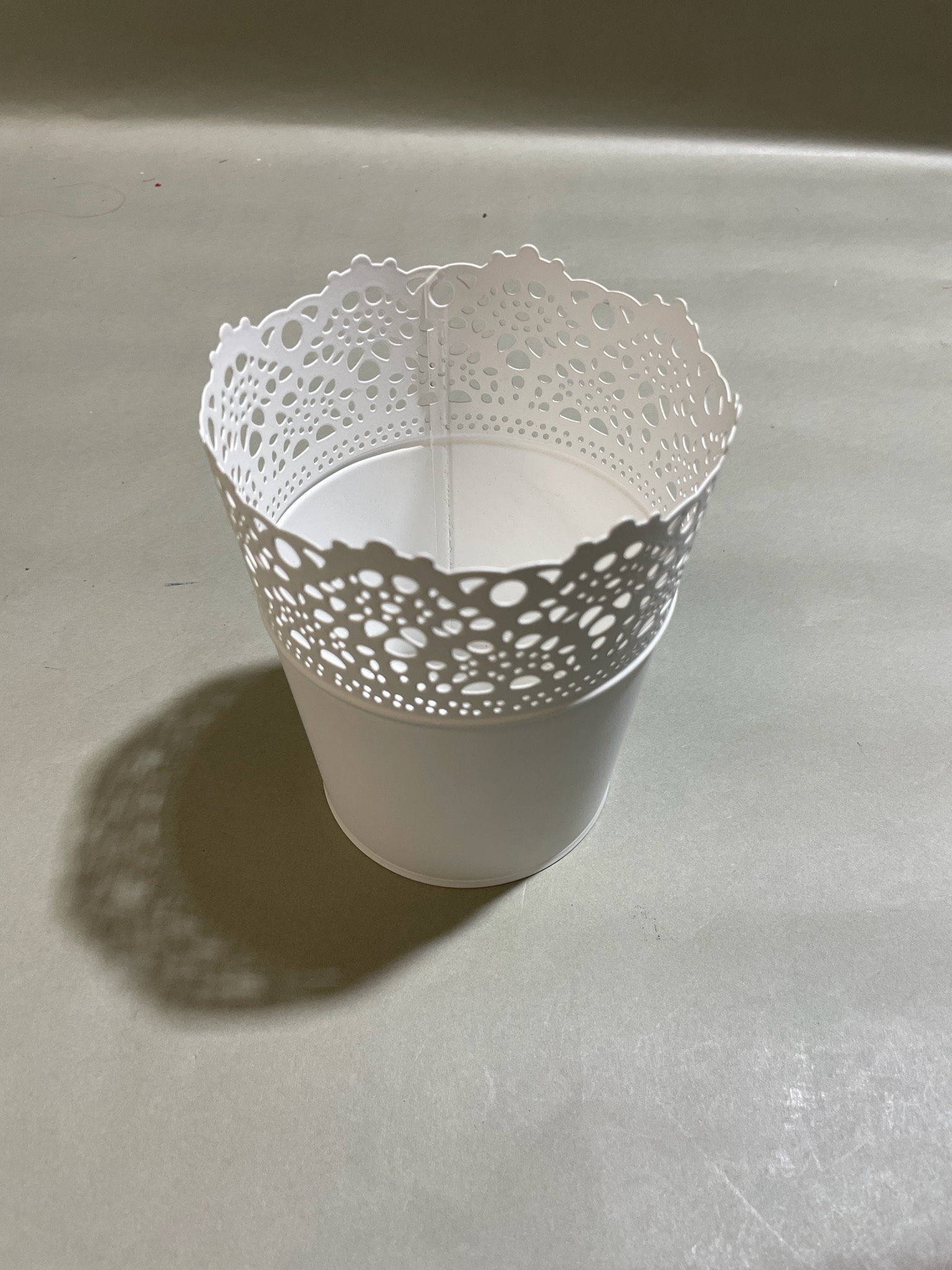 IKEA White Metal Lace-Cut Candle Holder