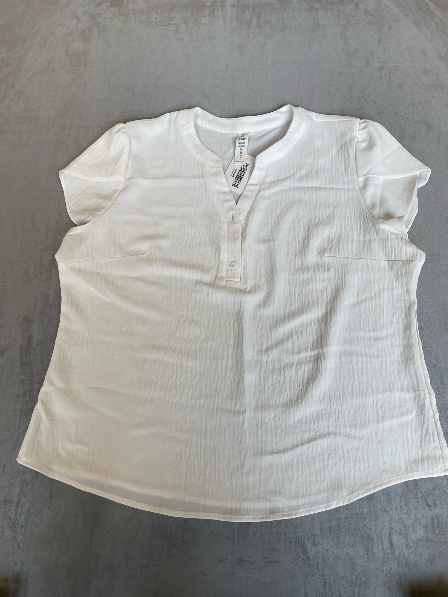 White Polyester-Spandex Blouse Size XL
