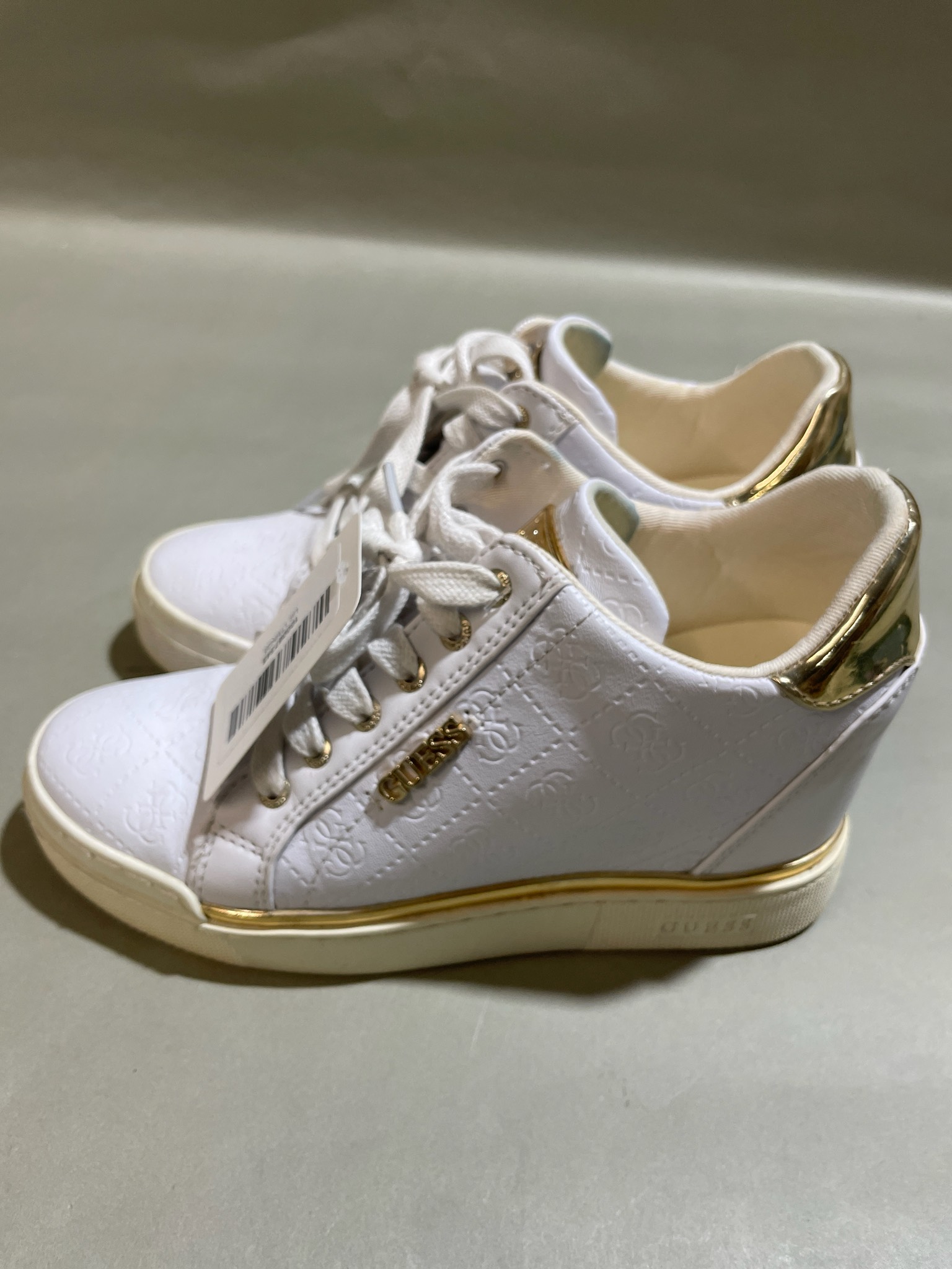 GUESS White Embossed Monogram Sneakers