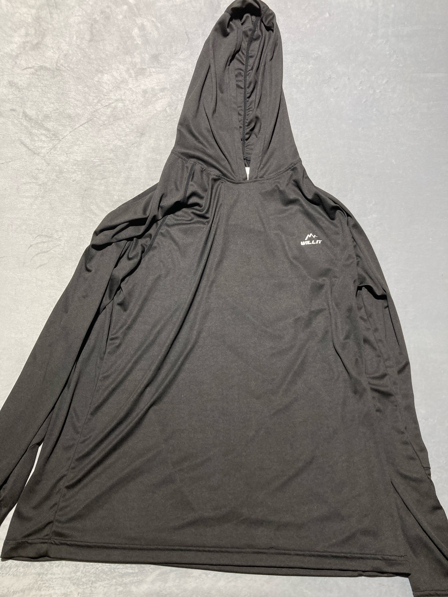 WILLIT Black Polyester Hooded LS shirt size XL