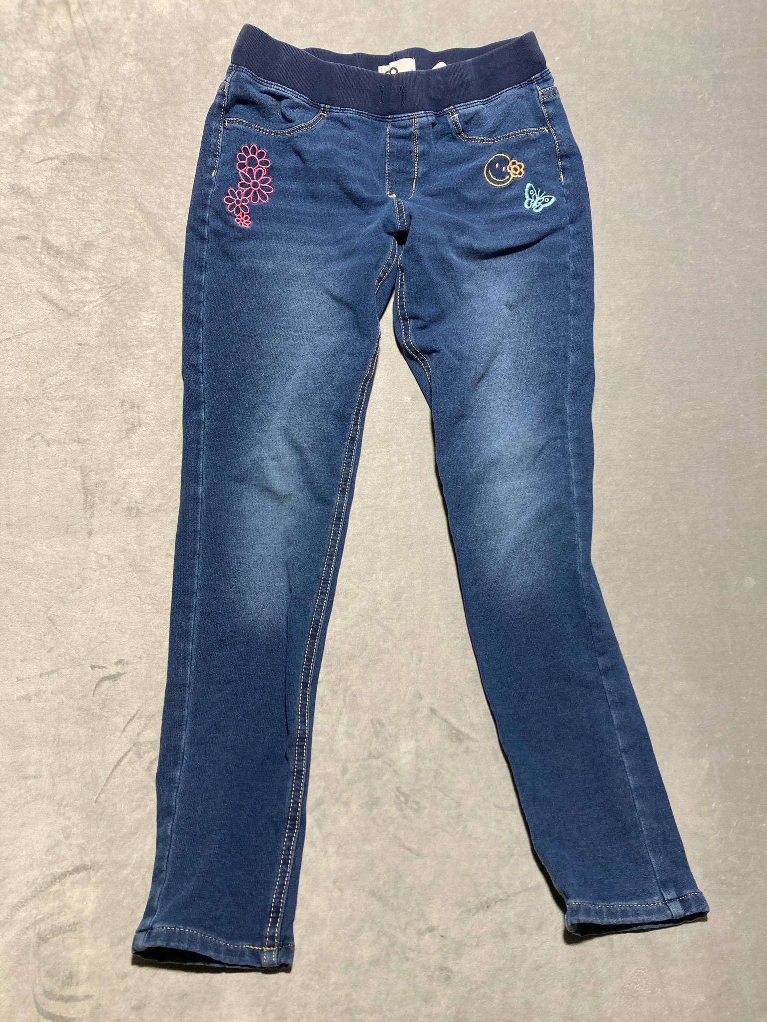 SO Dark Blue Denim-Look Cotton-Blend Jeggings Size Size 16