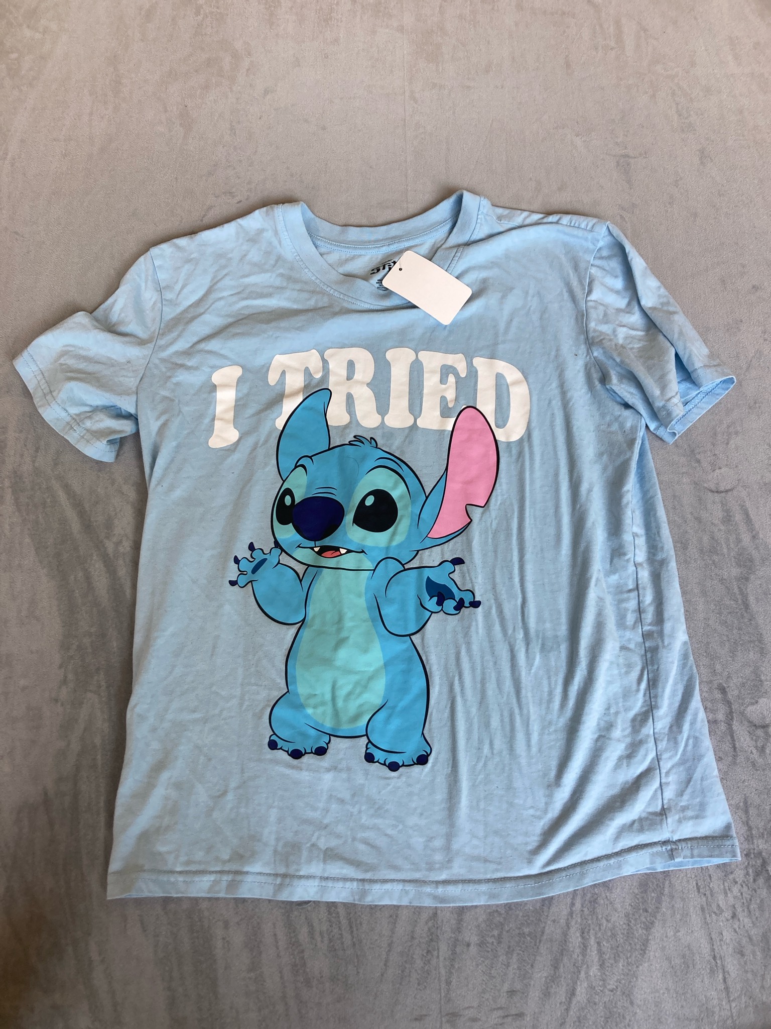 Disney Light Blue Cotton-Poly T-Shirt Size S