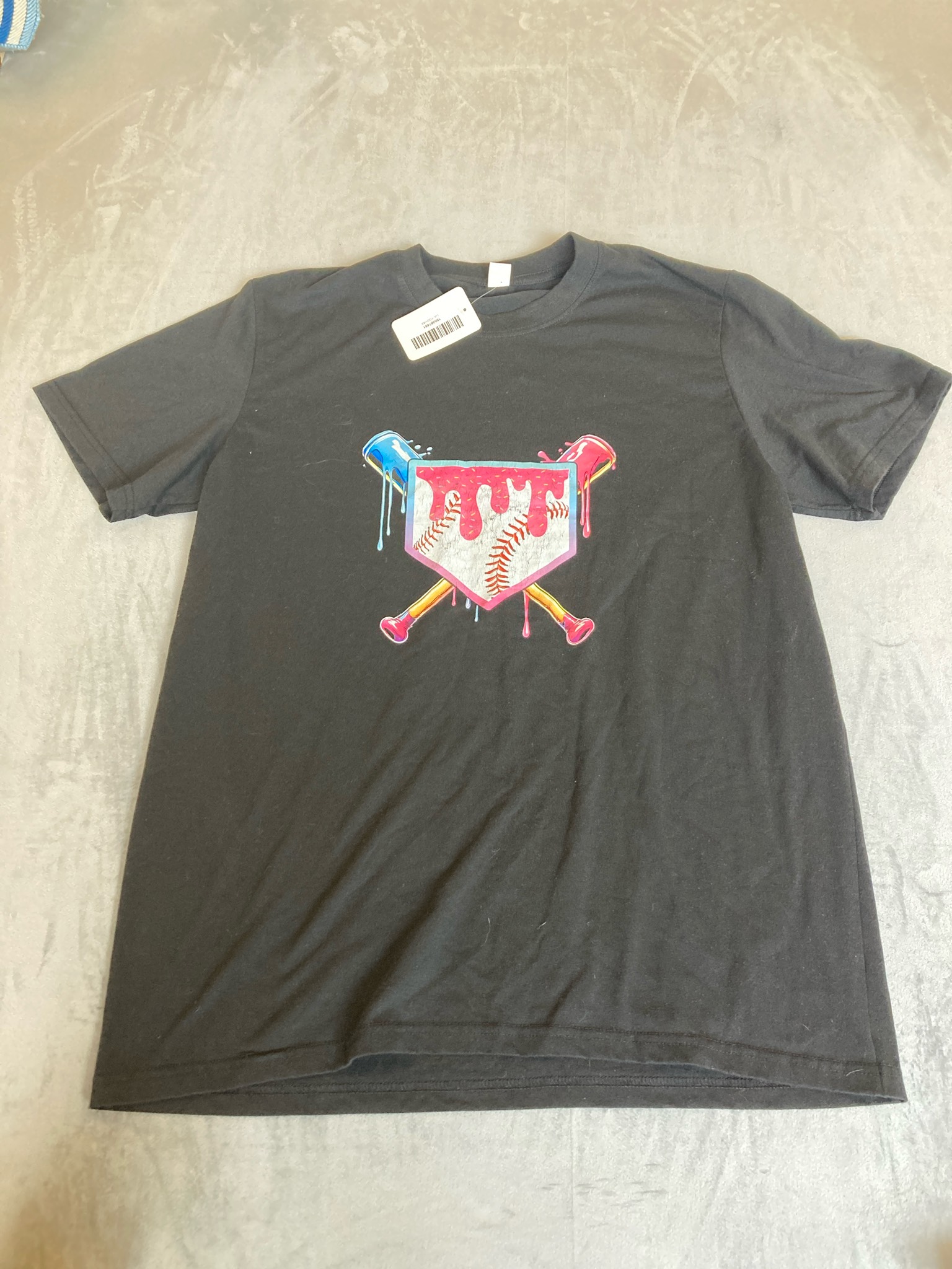 Black Knit Jersey T-Shirt Size L
