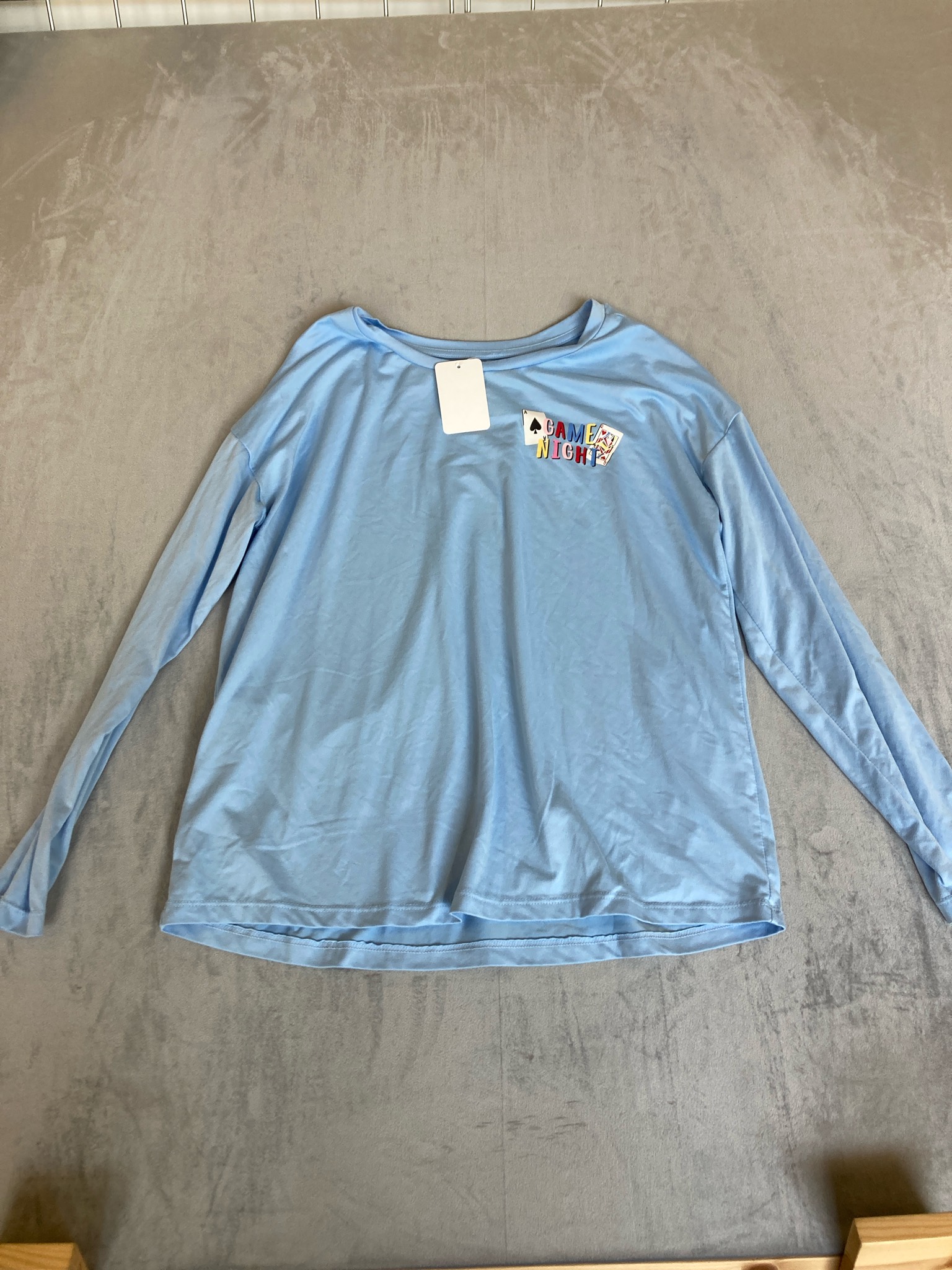 JOYSP Light Blue Recycled Polyester Blend Long Sleeve T-Shirt Size Small