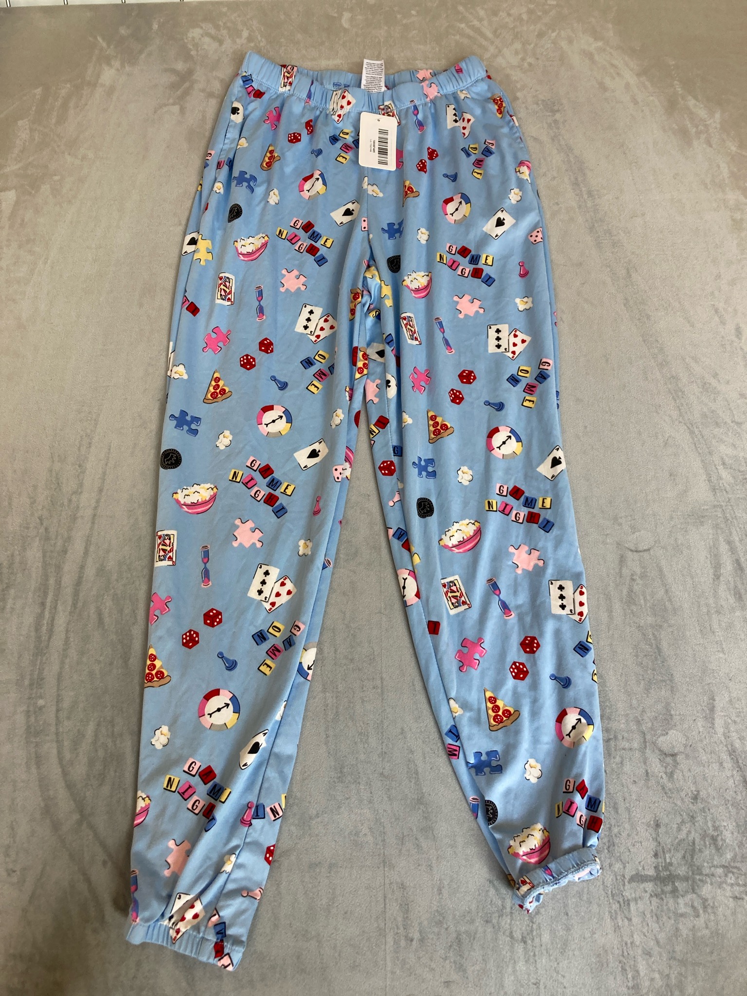 Light Blue Game Night Polyester/Spandex Pajama Pants Size S (4-6)