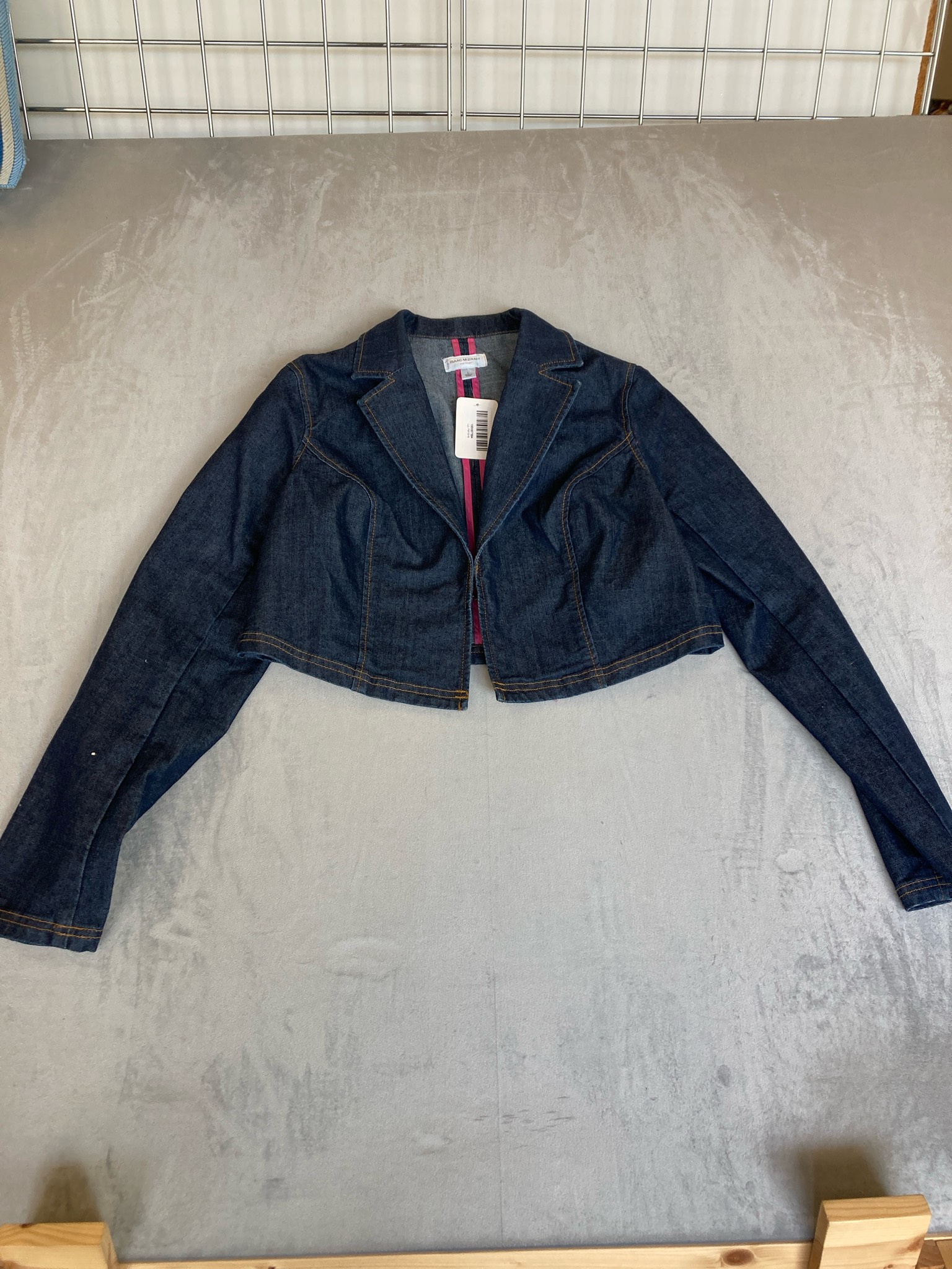 Isaac Mizrahi for Target Dark Indigo Denim Cropped Blazer Size L