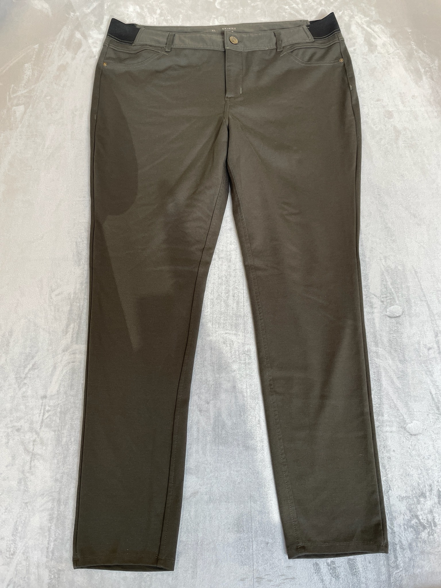 Simply Vera Vera Wang Olive Green Ponte Knit Skinny Pants Size XL