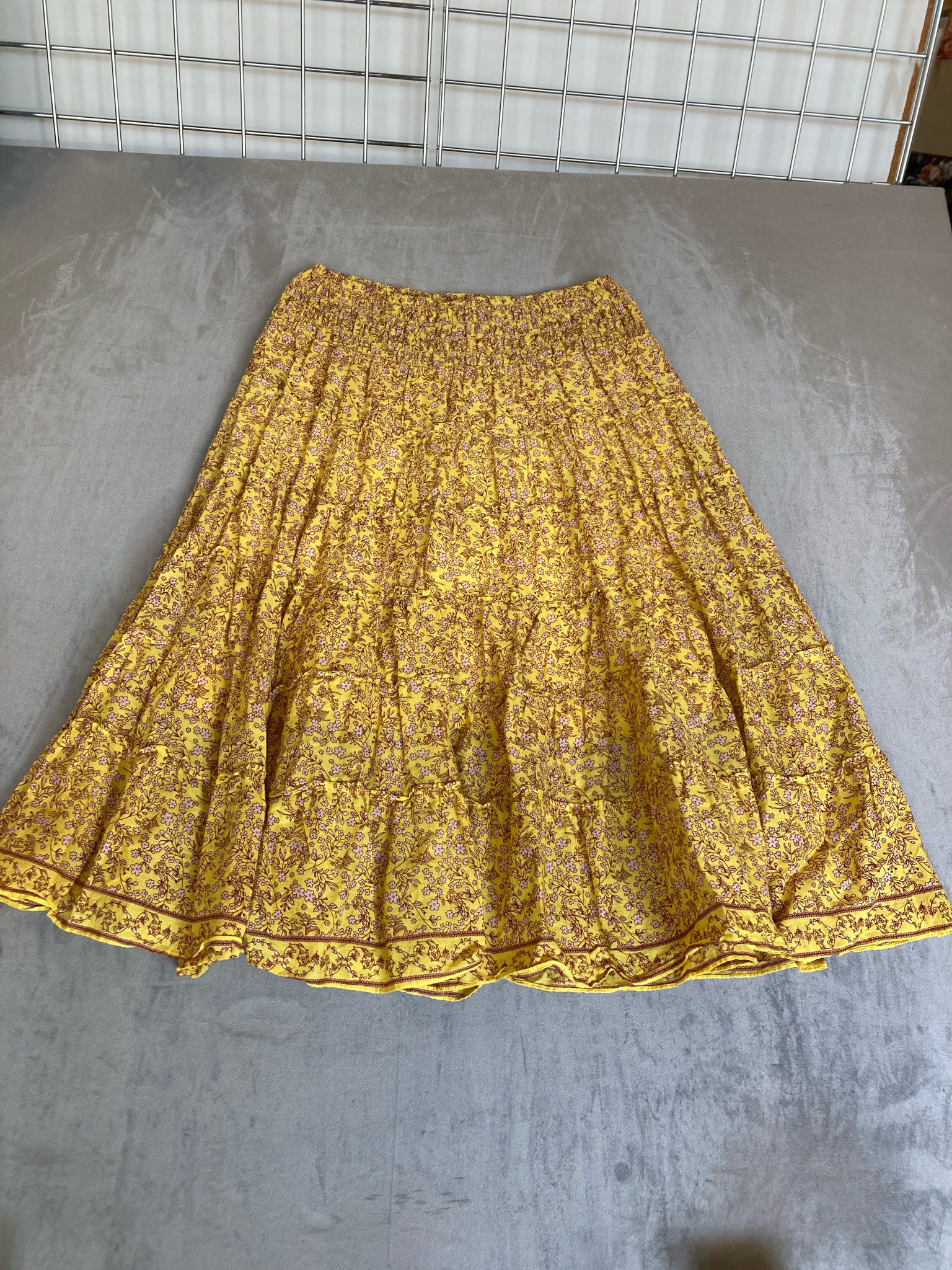 Max Studio Yellow Ditsy Floral Skirt Size L