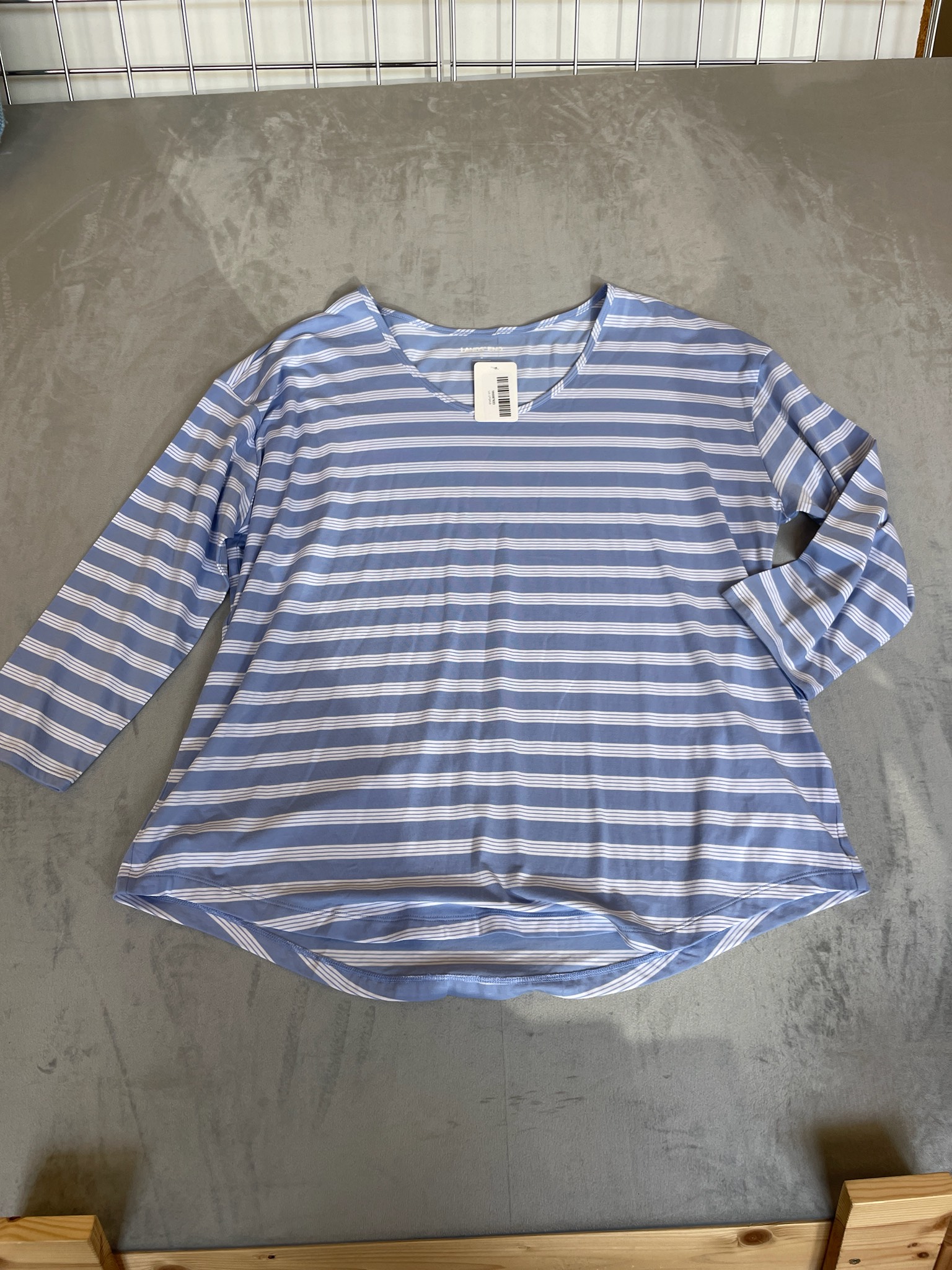 Lands' End Light Blue and White Striped Knit Tunic Size XL (18)