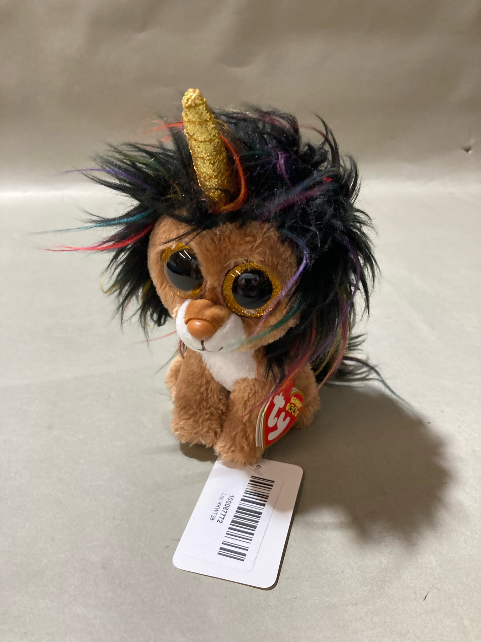 Ty Brown Glitter-Horn Unicorn Plush Size Small