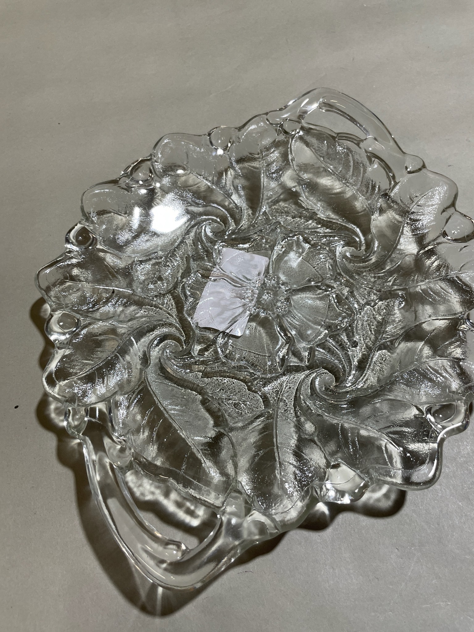 Clear Embossed Glass Serving Bowl