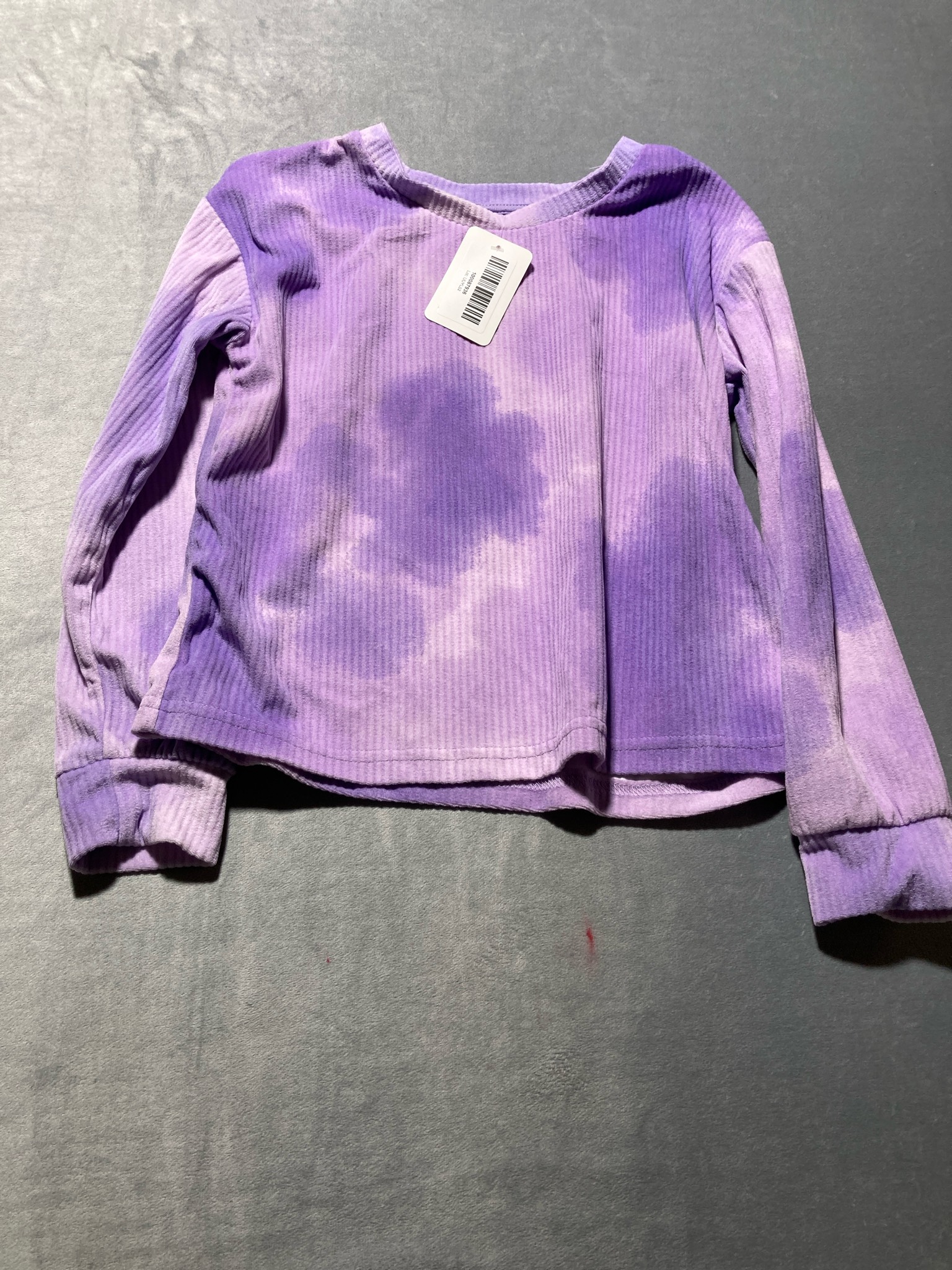 CuddlDuds Purple Lavender Tie-Dye Ribbed Long-Sleeve Top Size M 7/8