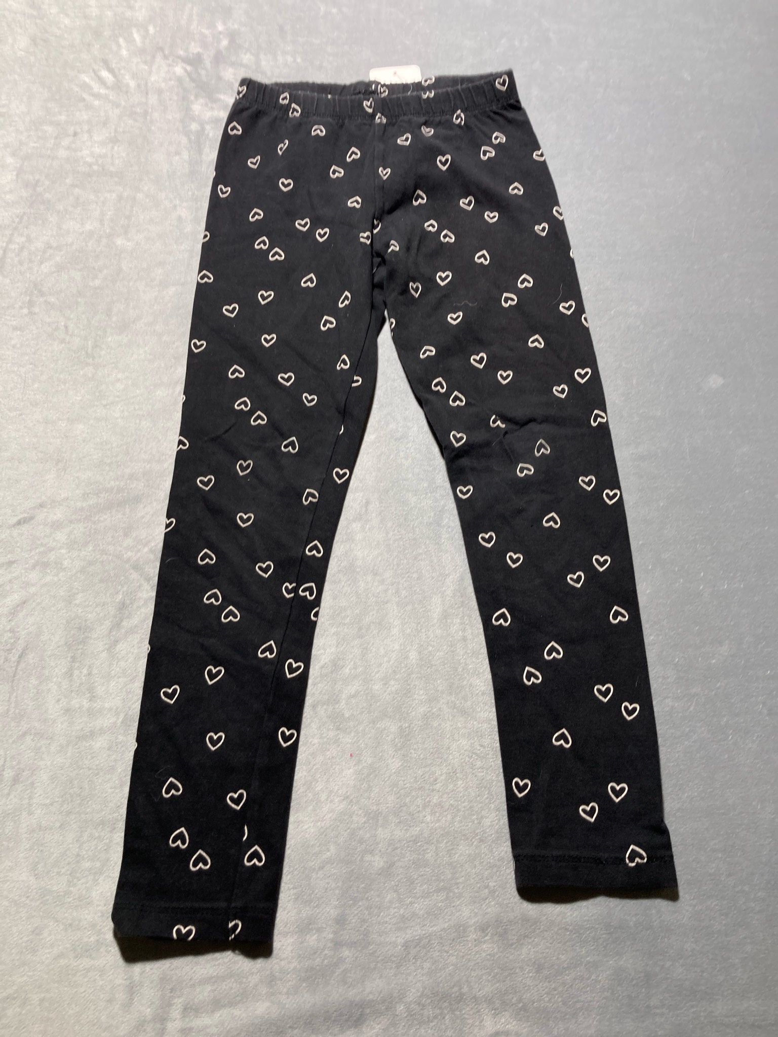 Jumping Beans Black Heart Print Cotton Leggings Size 6X