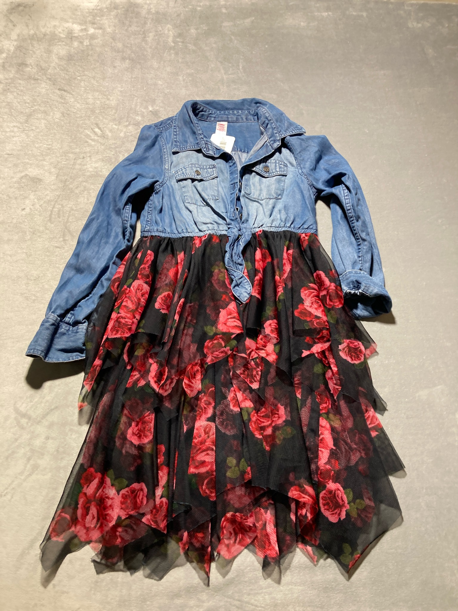 Justice denim like floral dress size 8