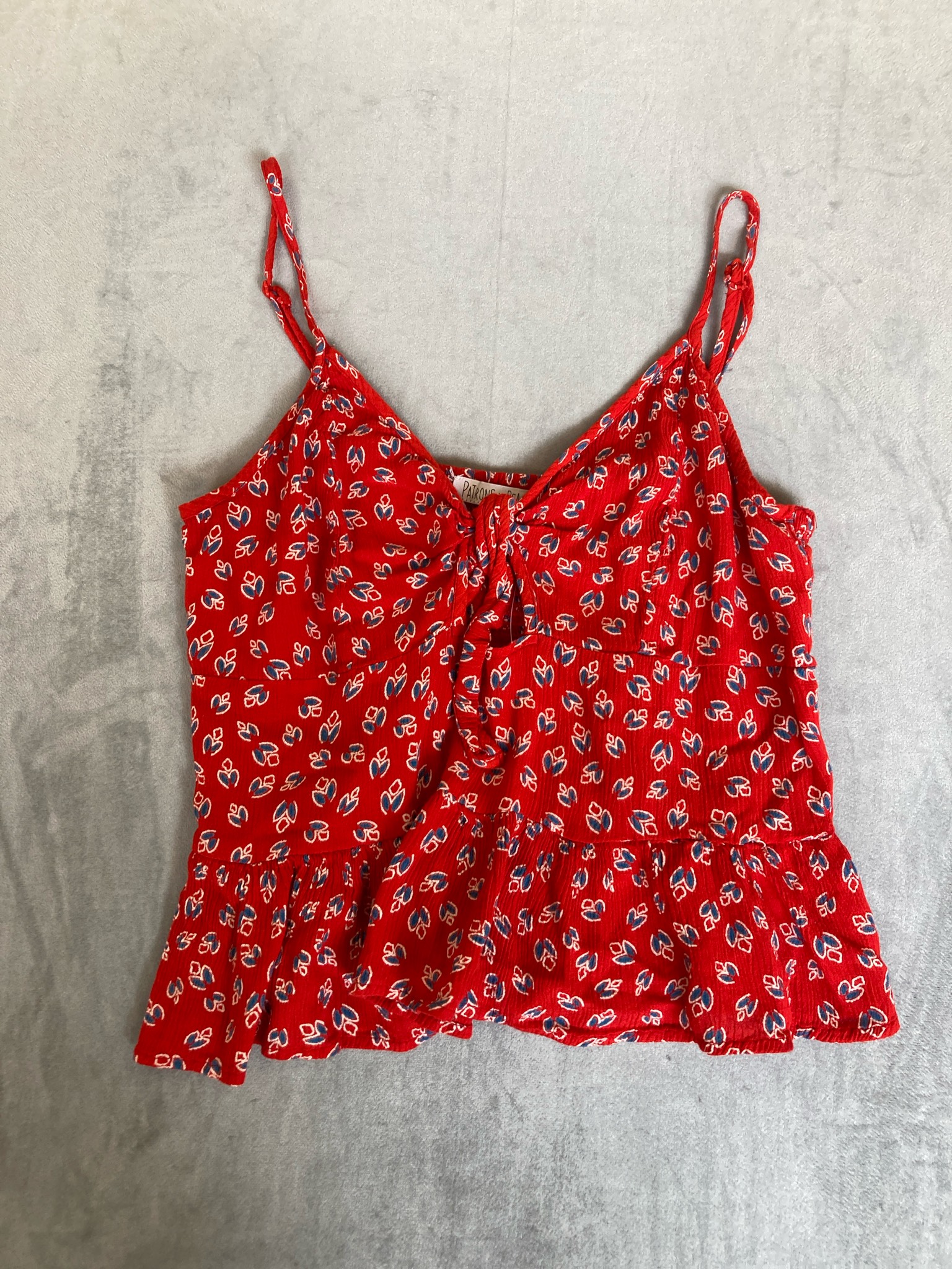 Patrons of Peace Red Floral Crepe-Like Sundress Size M