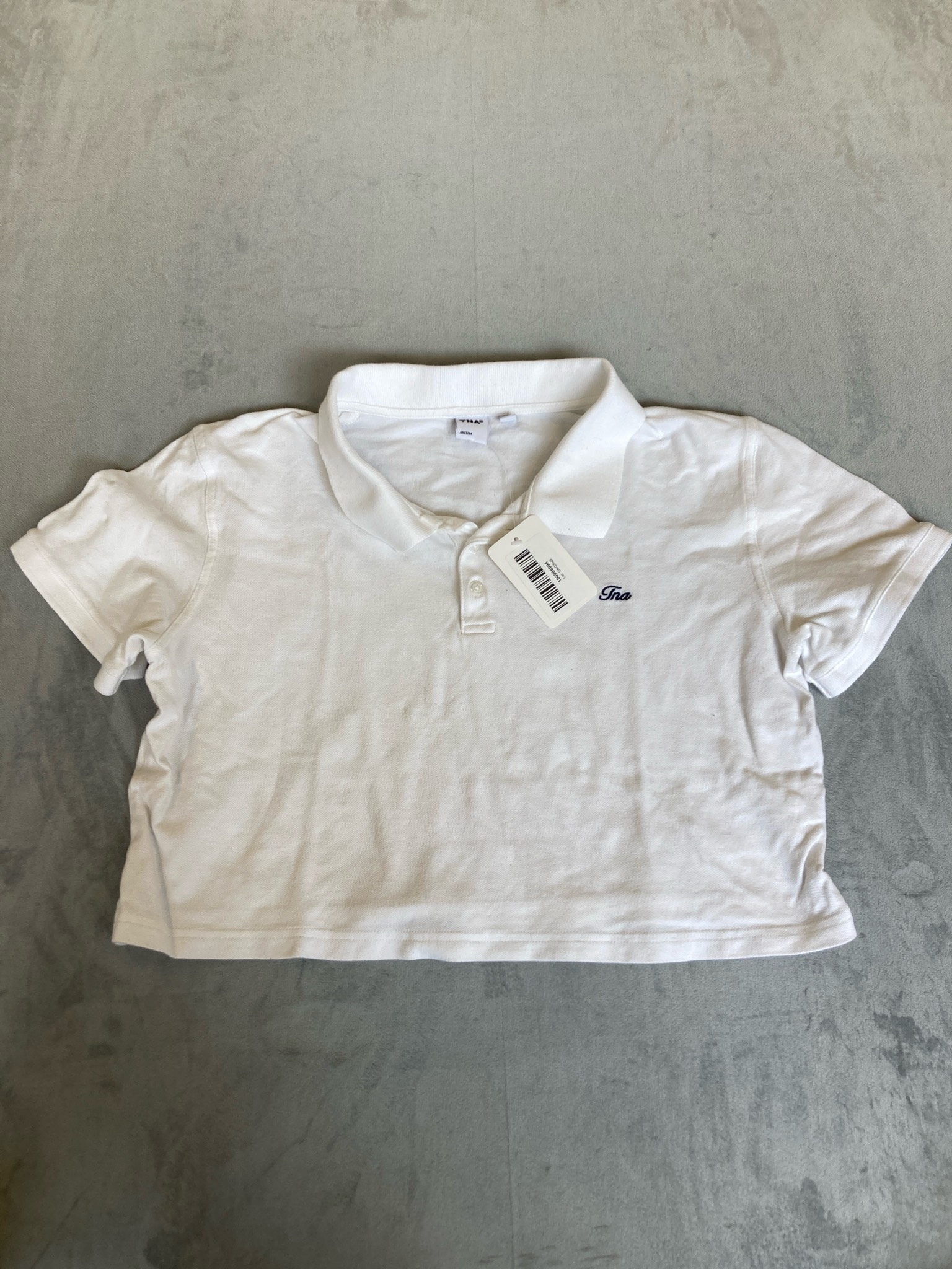 TNA (Aritzia) White Pique Polo Shirt Size M
