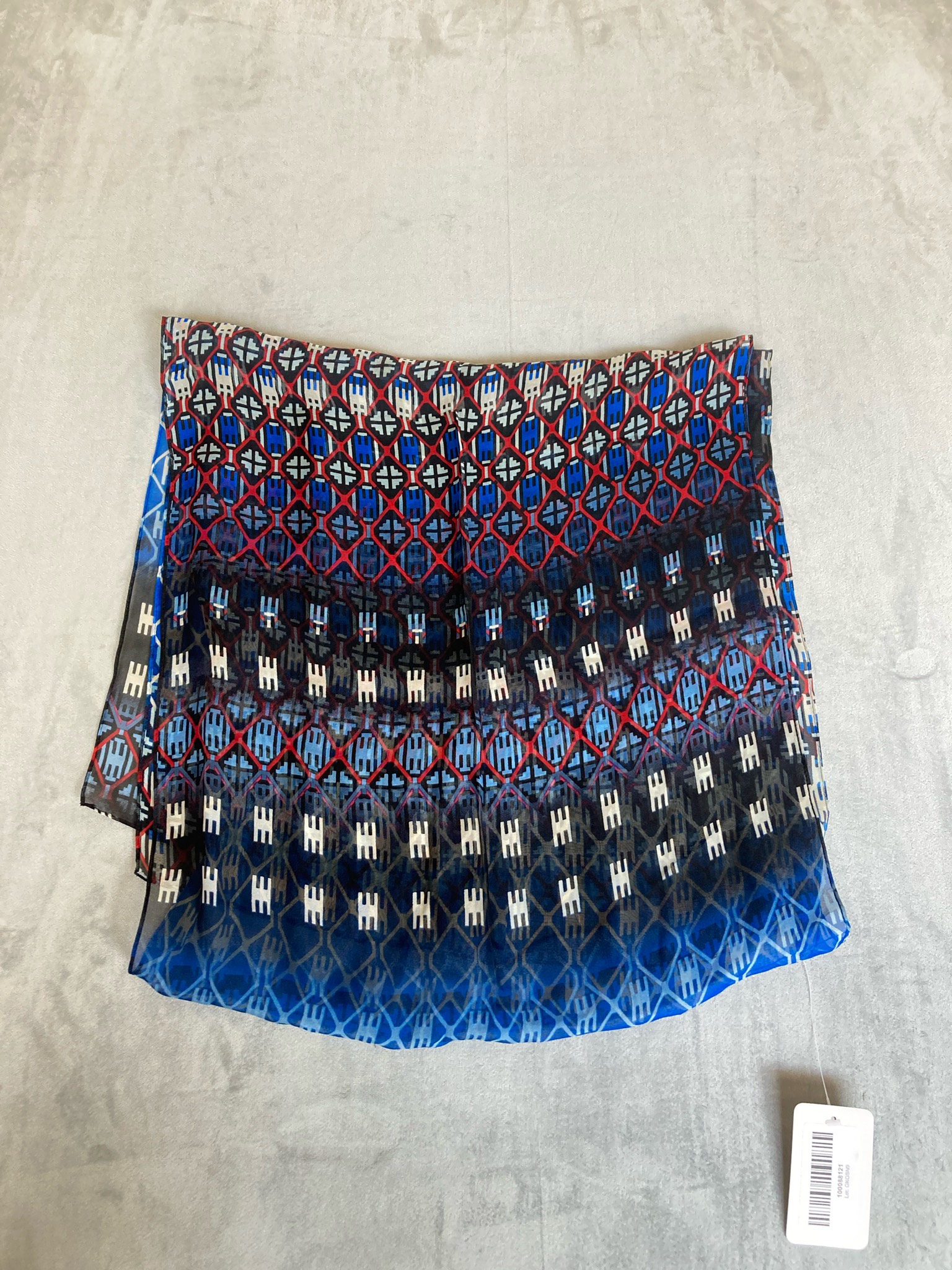 Blue Sheer Geometric Scarf