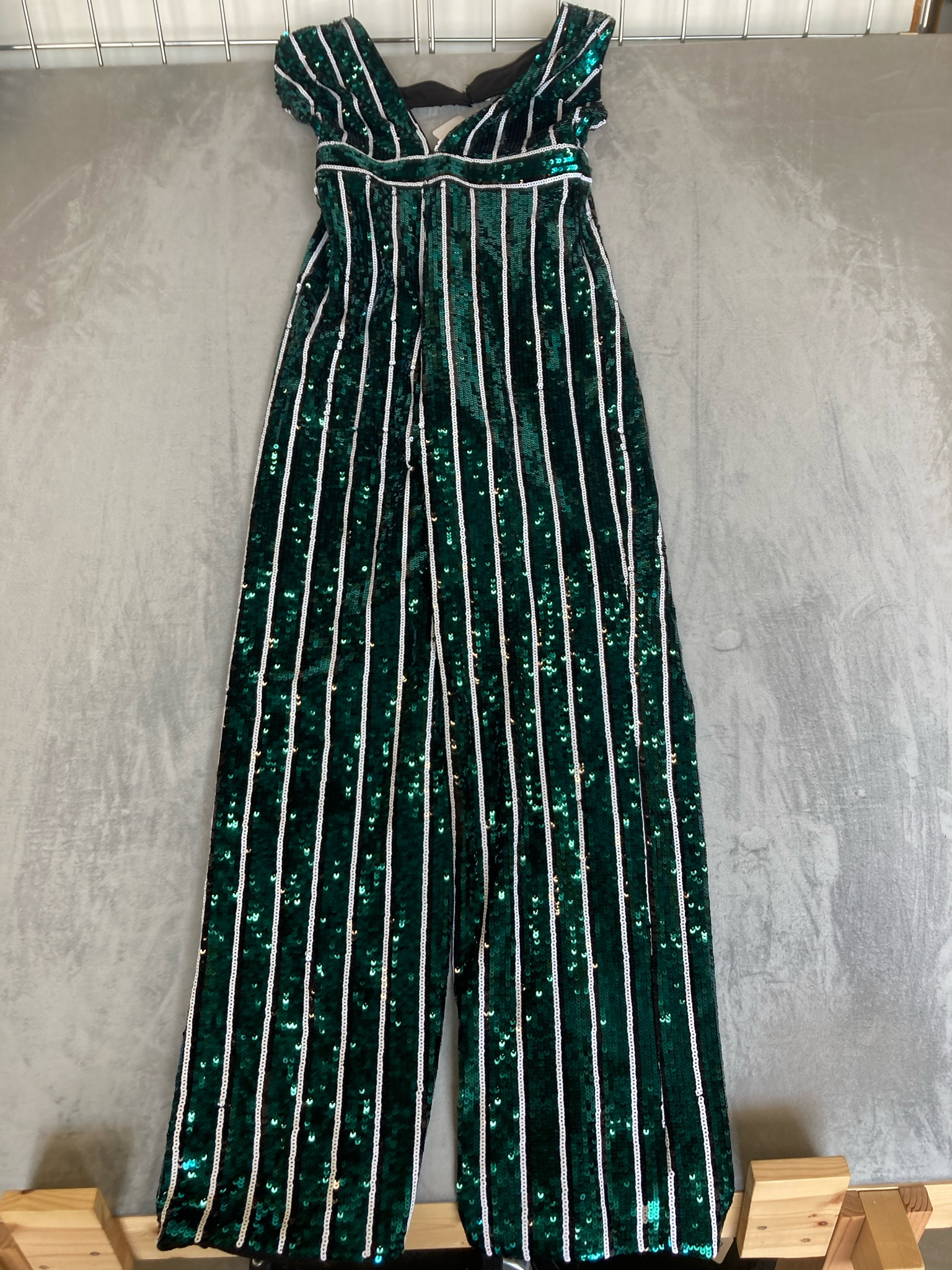 NBD x NAVEN Emerald Green Sequined Jumpsuit Size S