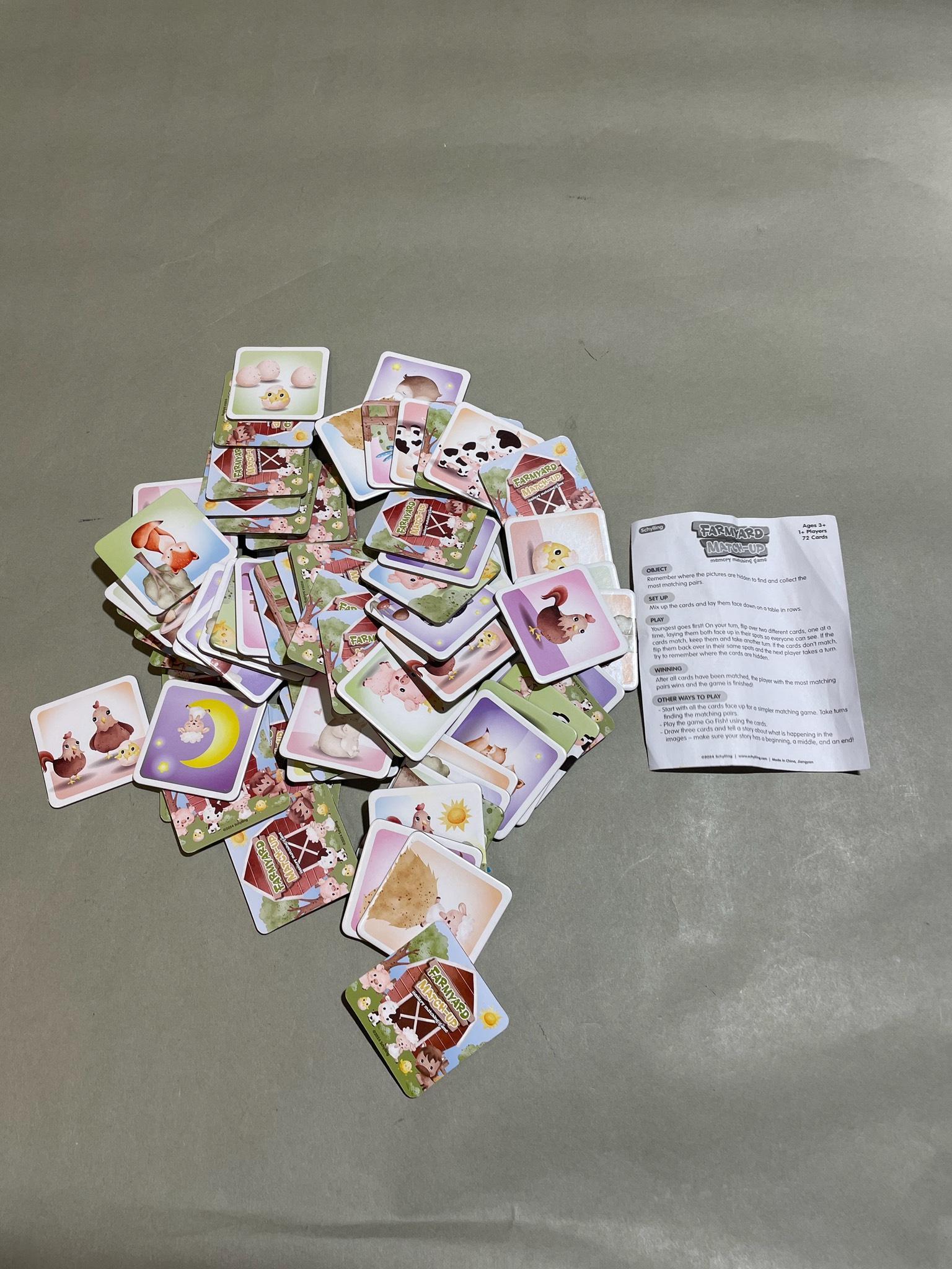 Schylling Pastel Farmyard Memory Cards Size 72 Cards