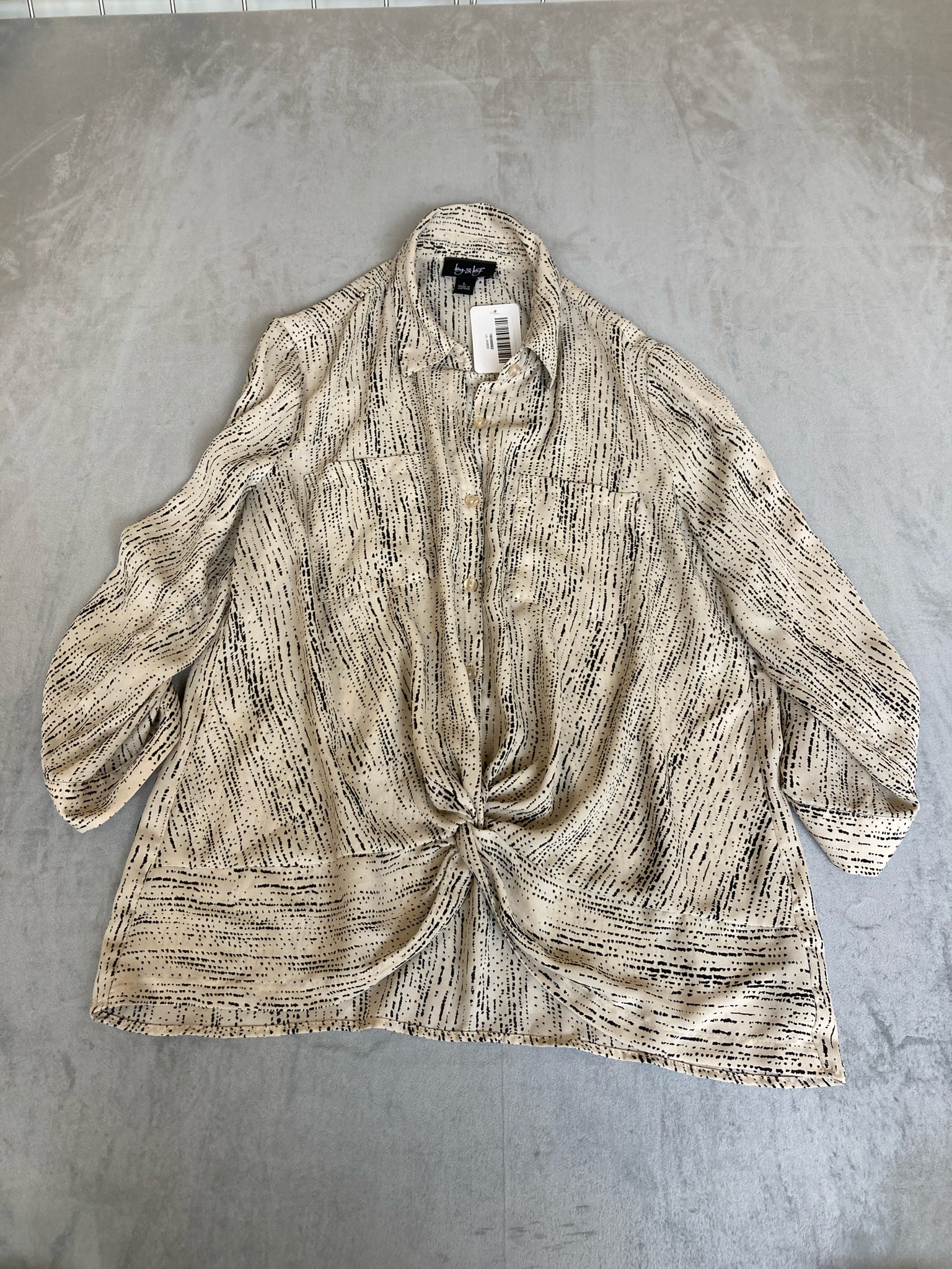 by & by Cream Abstract Print Lightweight Woven Blouse Size L