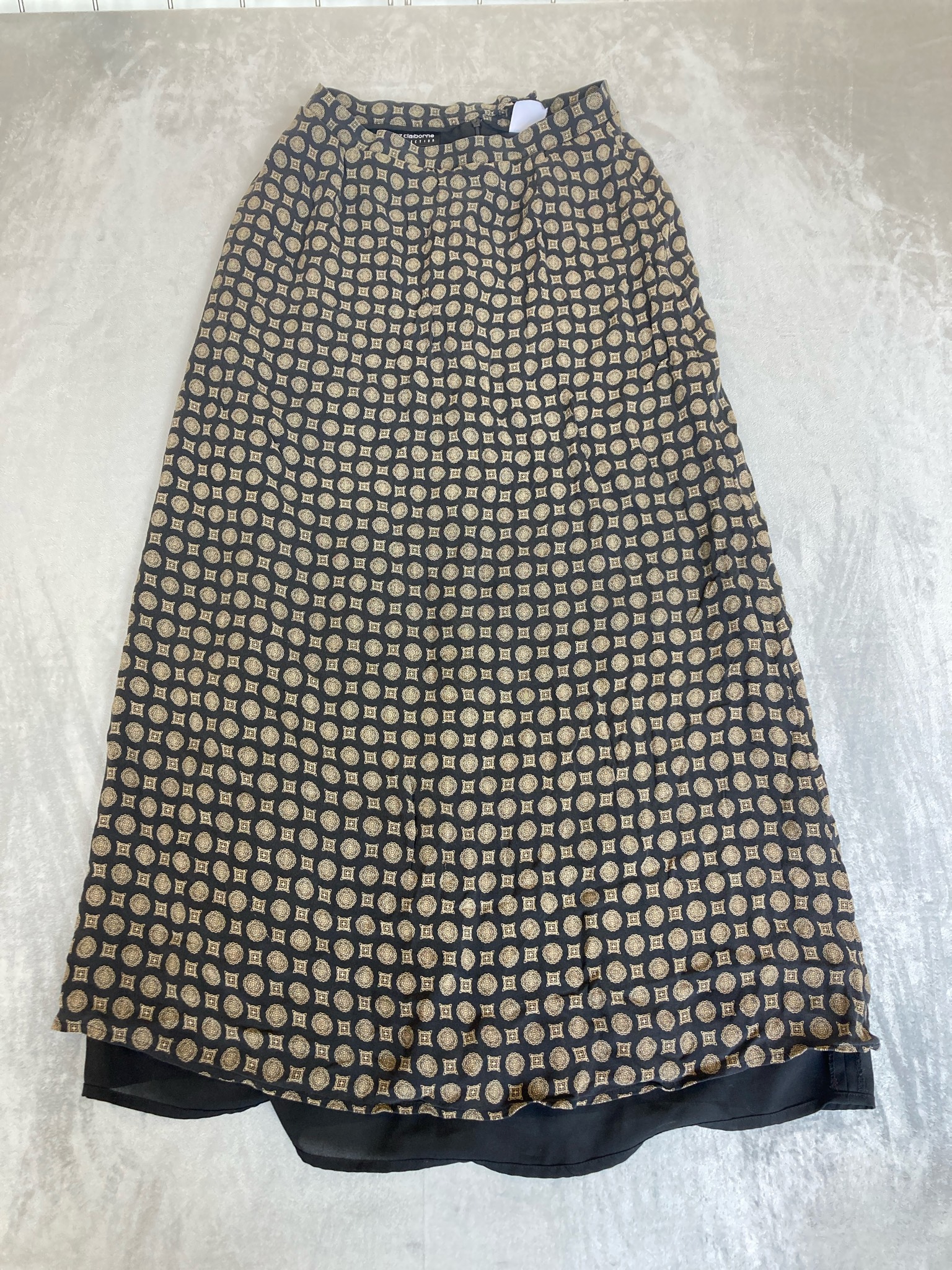 Liz Claiborne Collection Black Medallion Silk Skirt