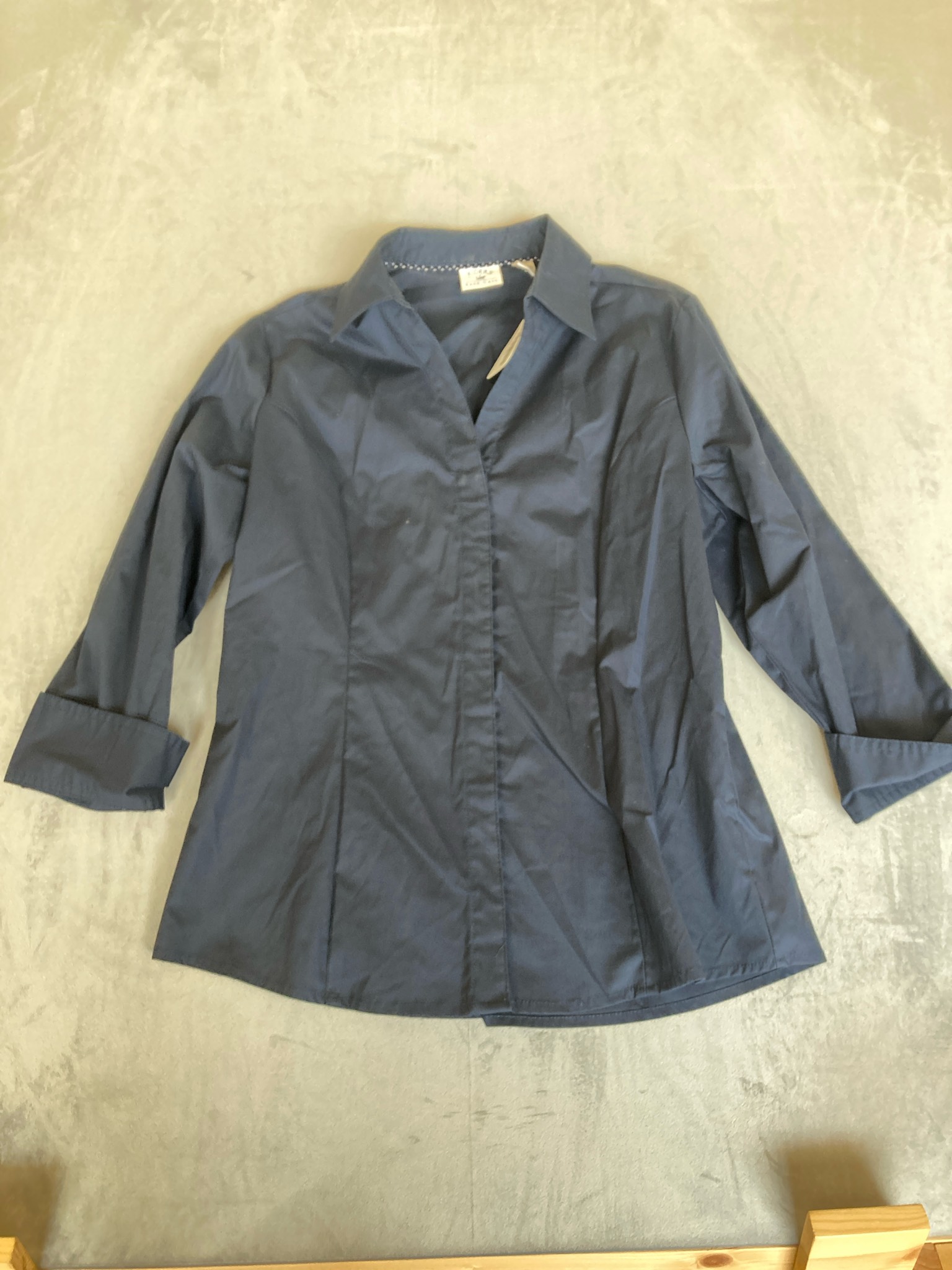 Riders by Lee Navy Cotton-Blend Button-Up Shirt Size M