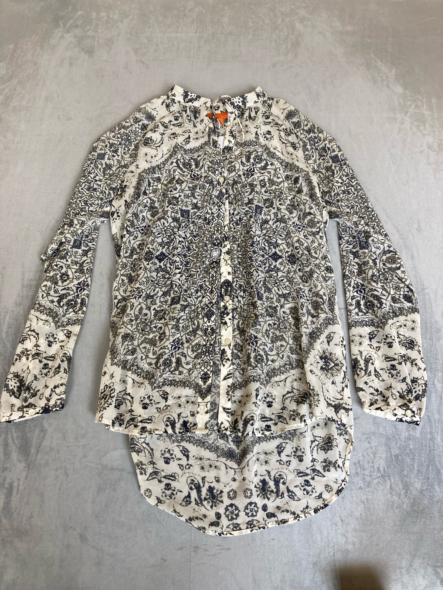 Joe Fresh Cream Paisley Lightweight Woven Blouse Size S/P