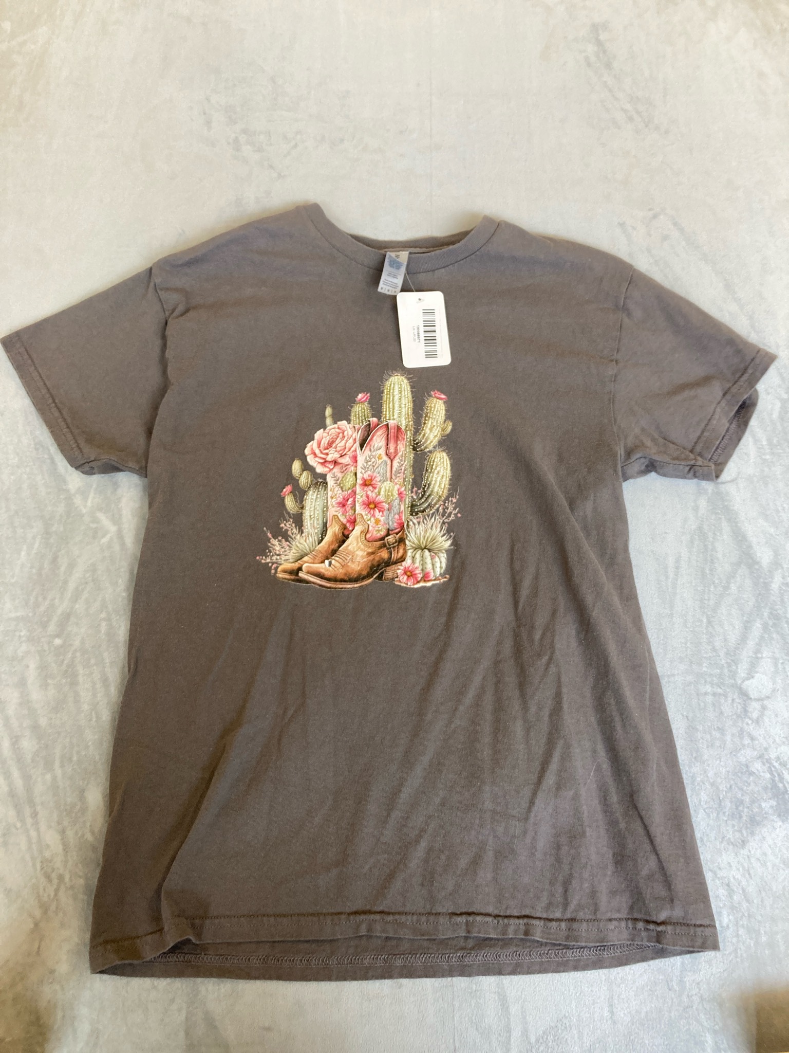 Gildan Brown Gray Cotton T-Shirt Size M