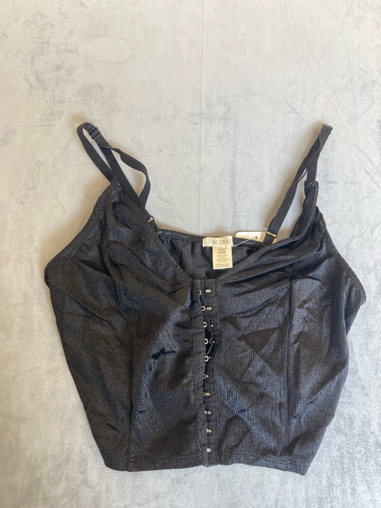 Bozzolo Black Nylon-Spandex Bustier Top Size Medium