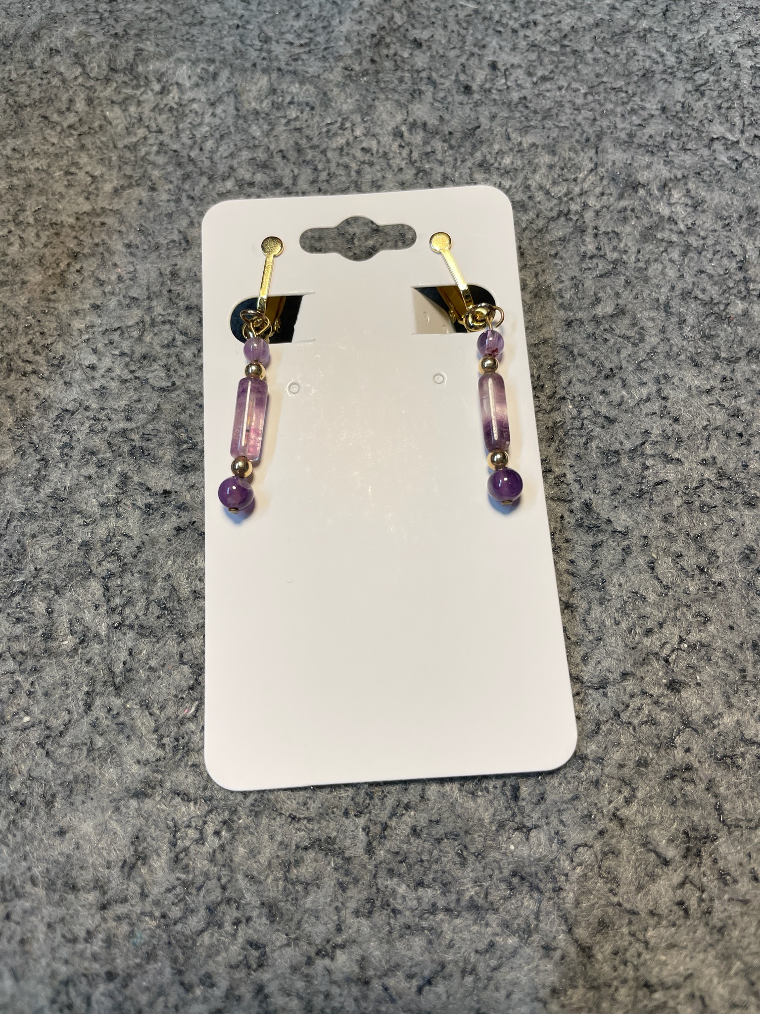 Purple Beaded Clip-On Earrings