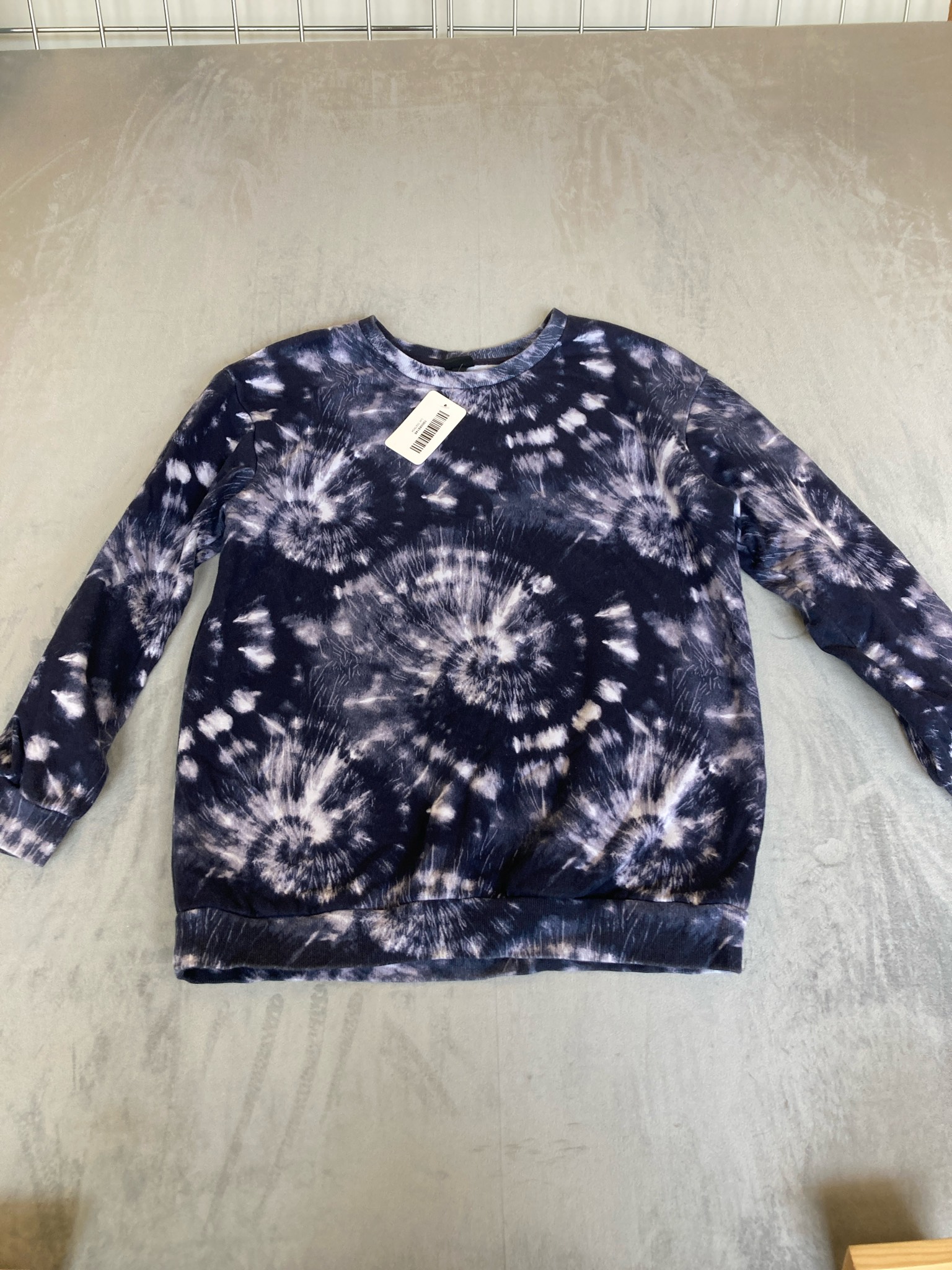 Navy White Tie-Dye Fleece Sweatshirt