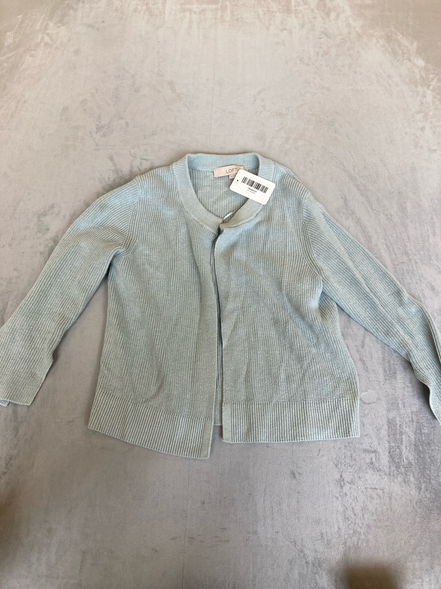 LOFT Light Sage Green Ribbed Knit Cardigan Size XS