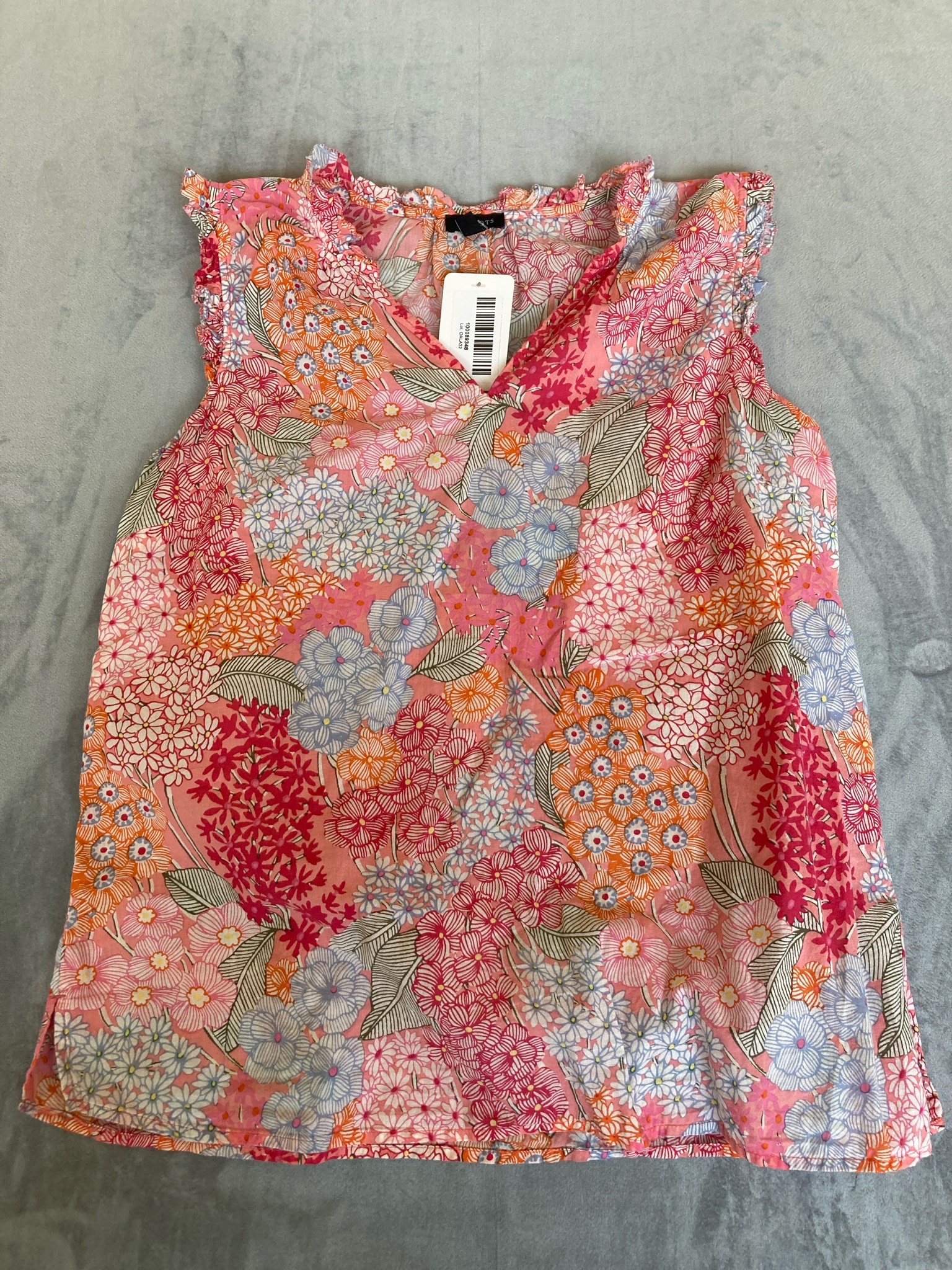 Talbots Pink Floral Woven Sleeveless Blouse Size S