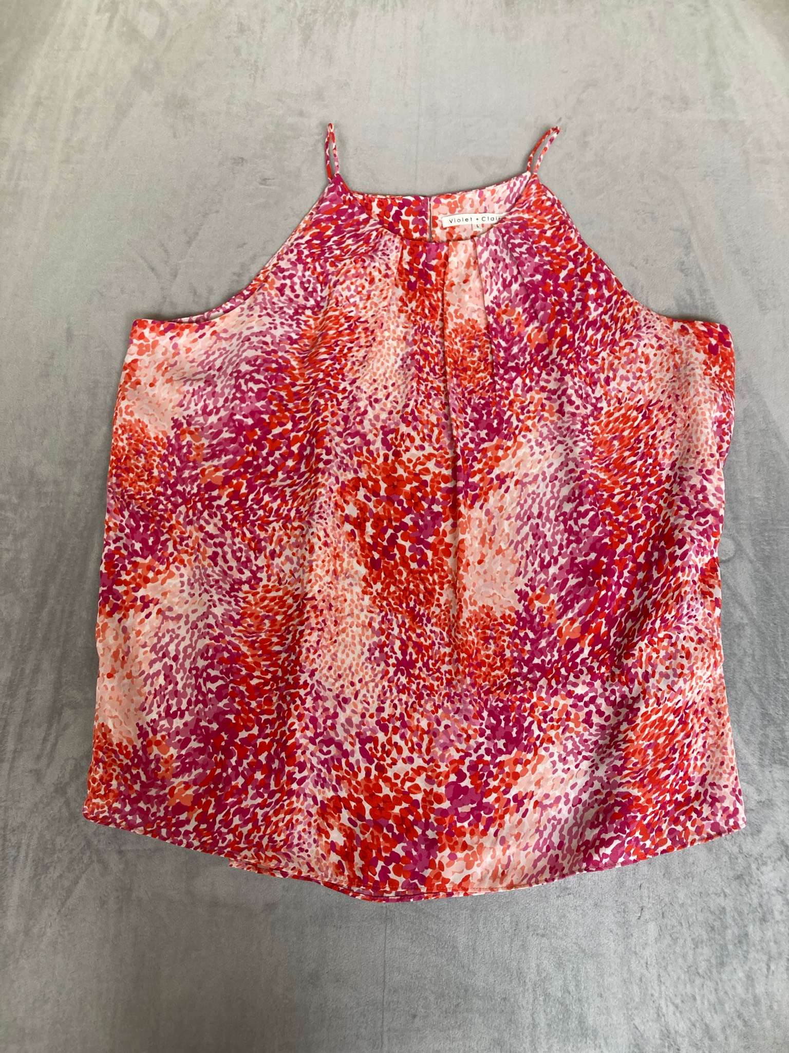 Violet + Claire Pink Abstract Print Woven Cami Size L
