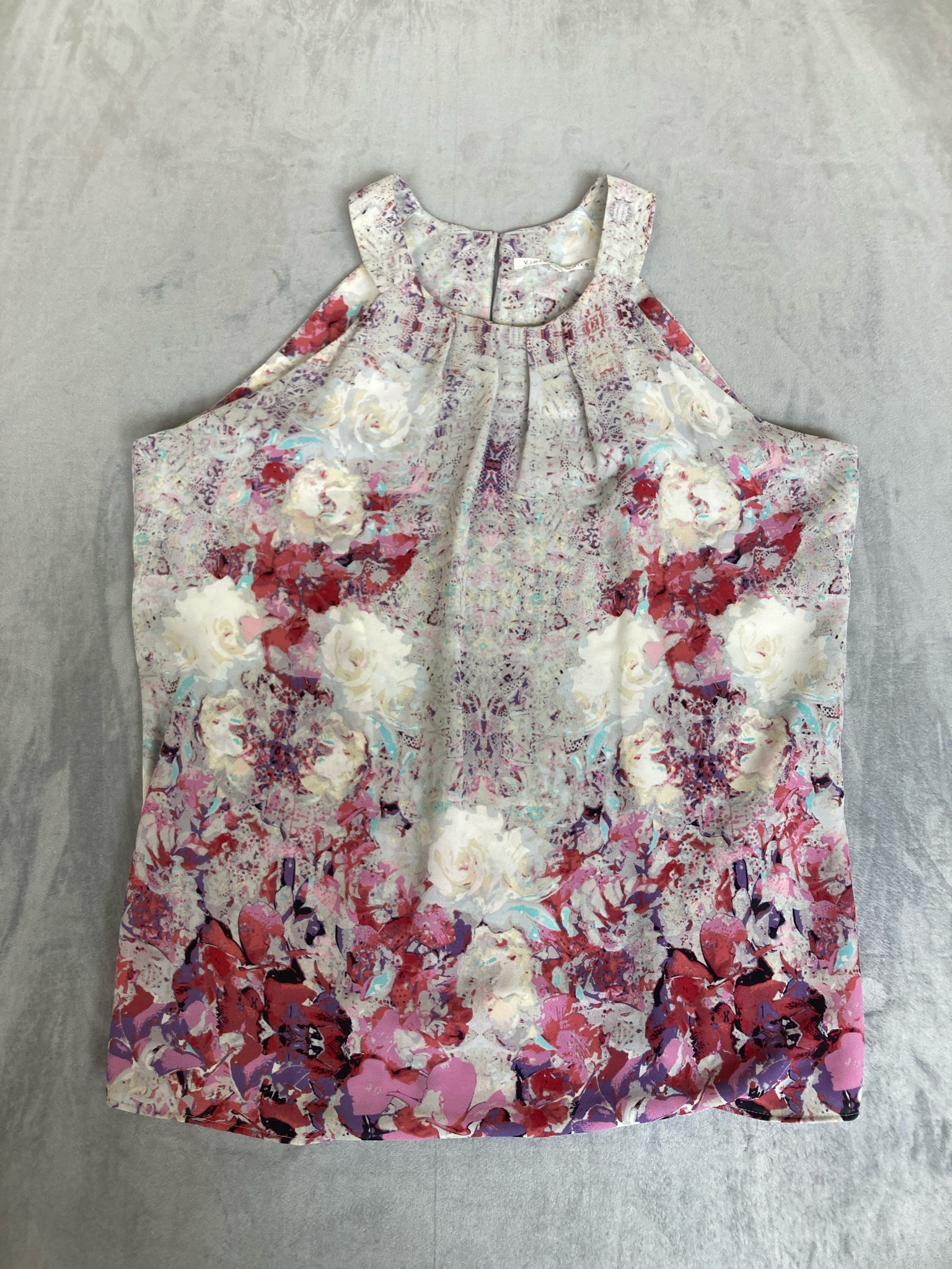 Violet + Claire Light Gray Floral Lightweight Woven Dress Size L