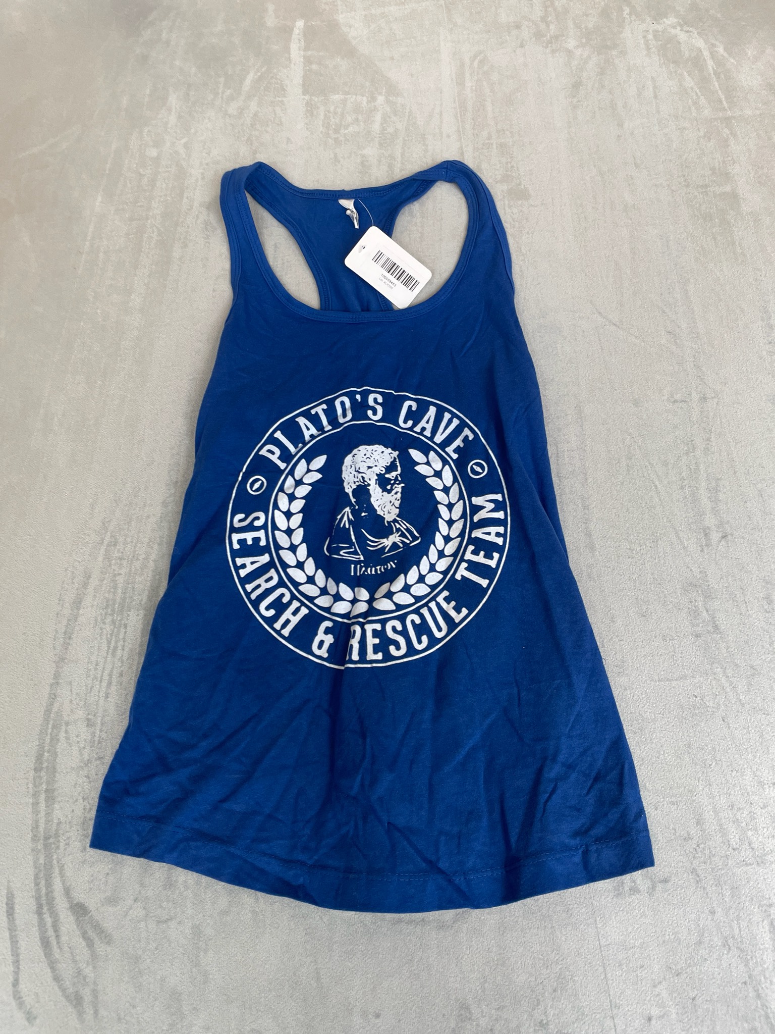 IDEAL Blue Graphic Racerback Tank Size L