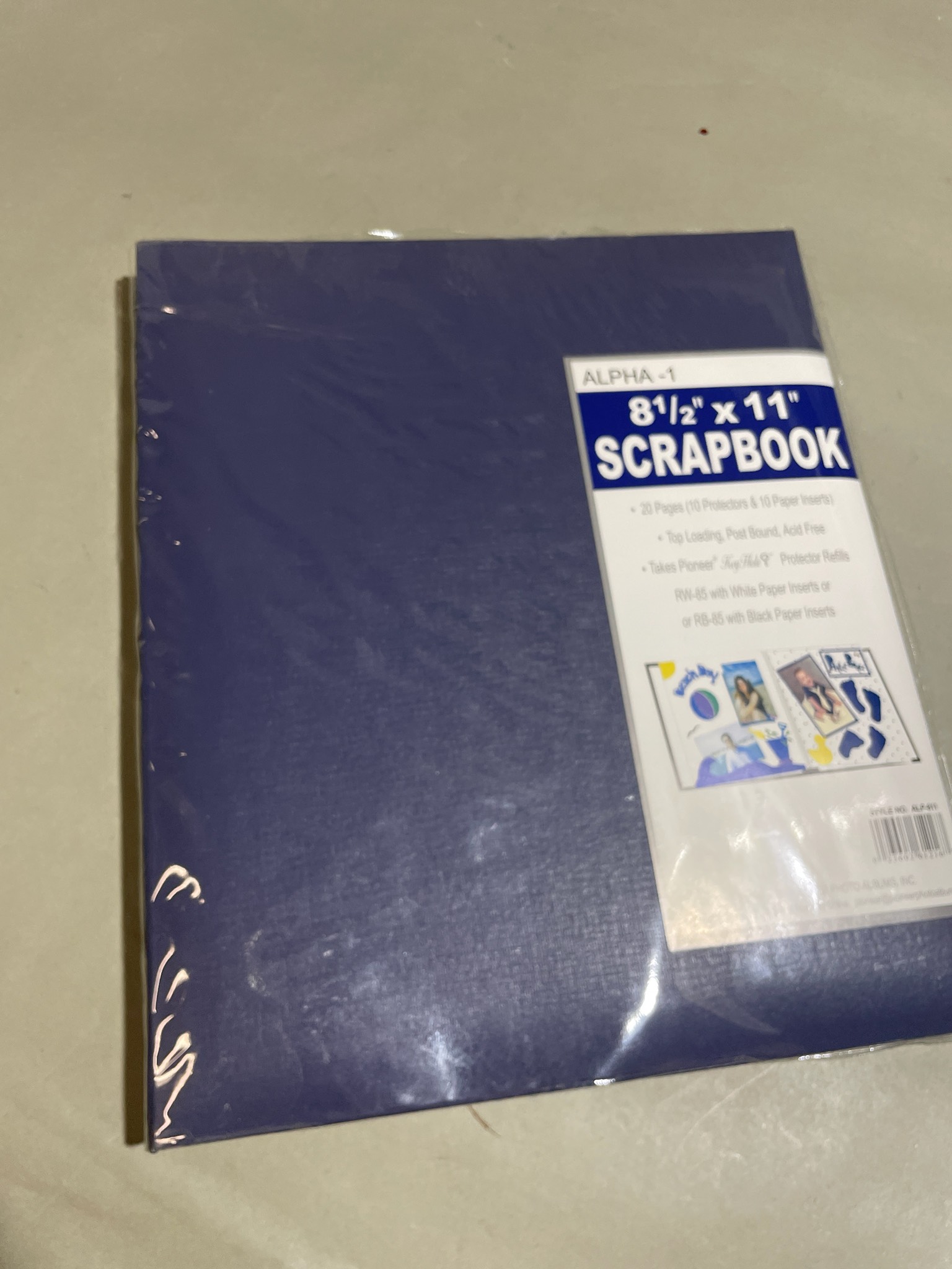 Alpha Navy Post-Bound Scrapbook Size 8.5 x 11 in