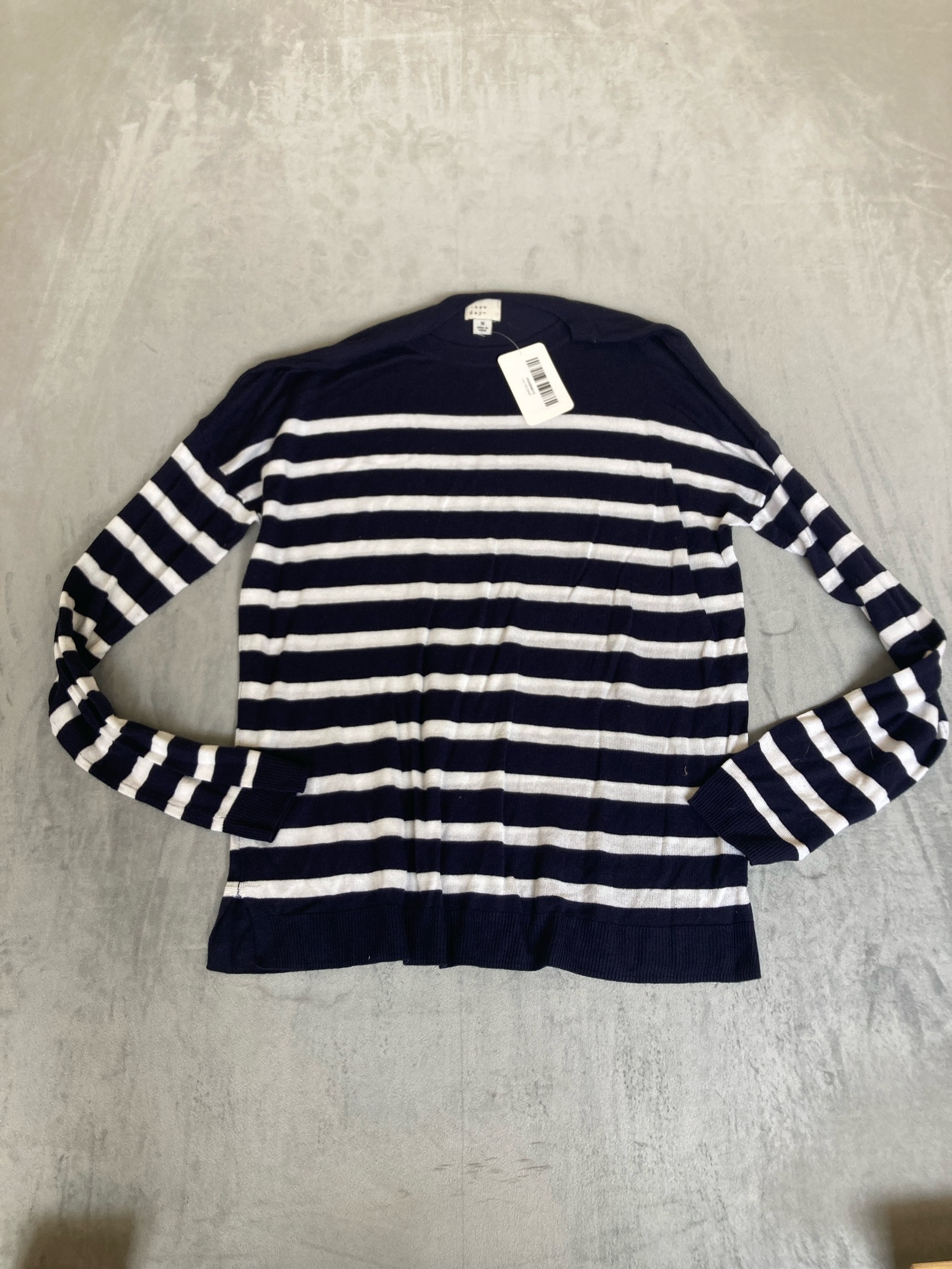 A New Day Navy and White Striped Knit Sweater Size M