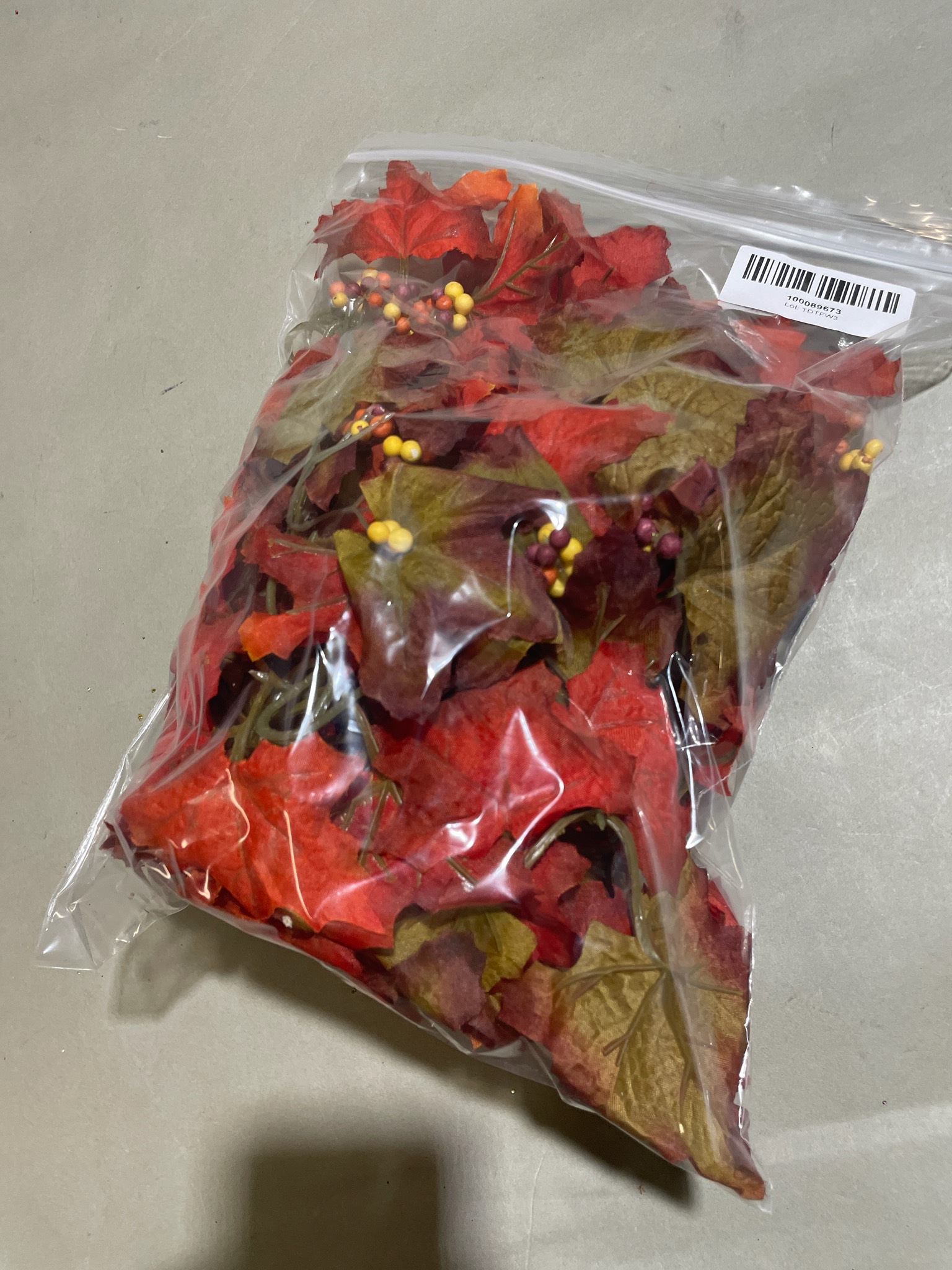 Red Burgundy Faux Leaf Stems with Berries