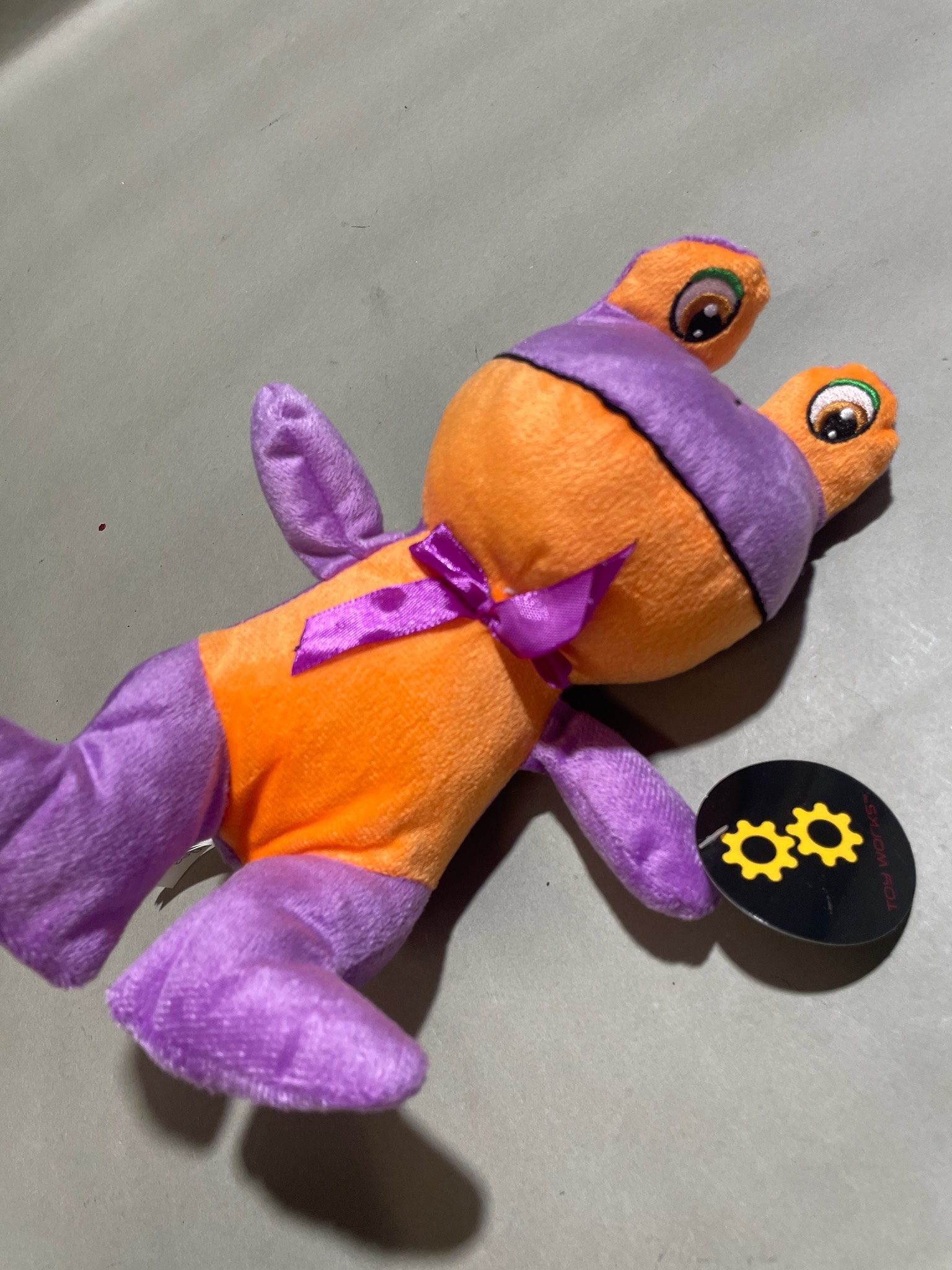 Toy Works Orange and Purple Plush Stuffed Animal