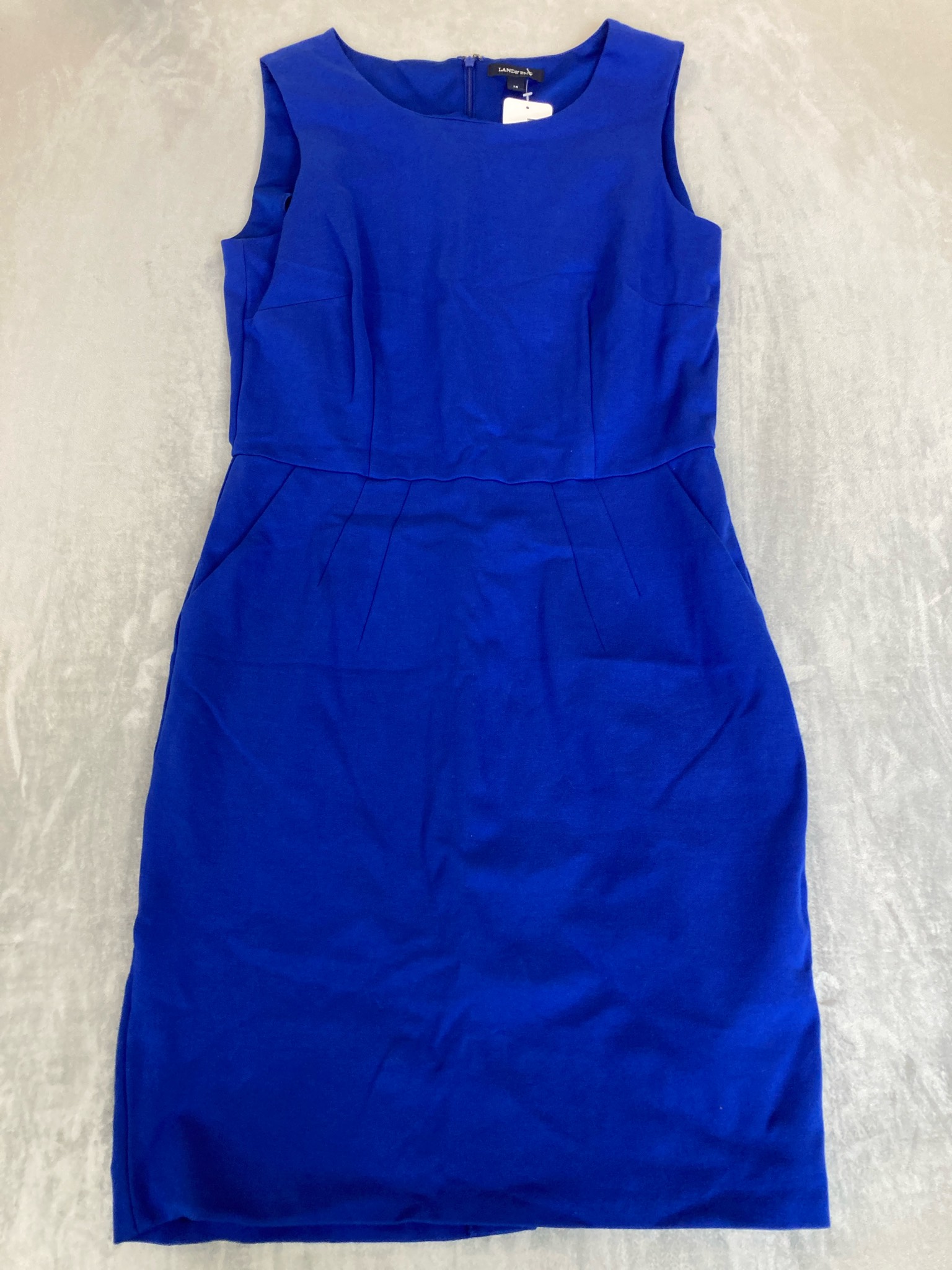 Lands' End Cobalt Blue Knit Sheath Dress Size Size 14