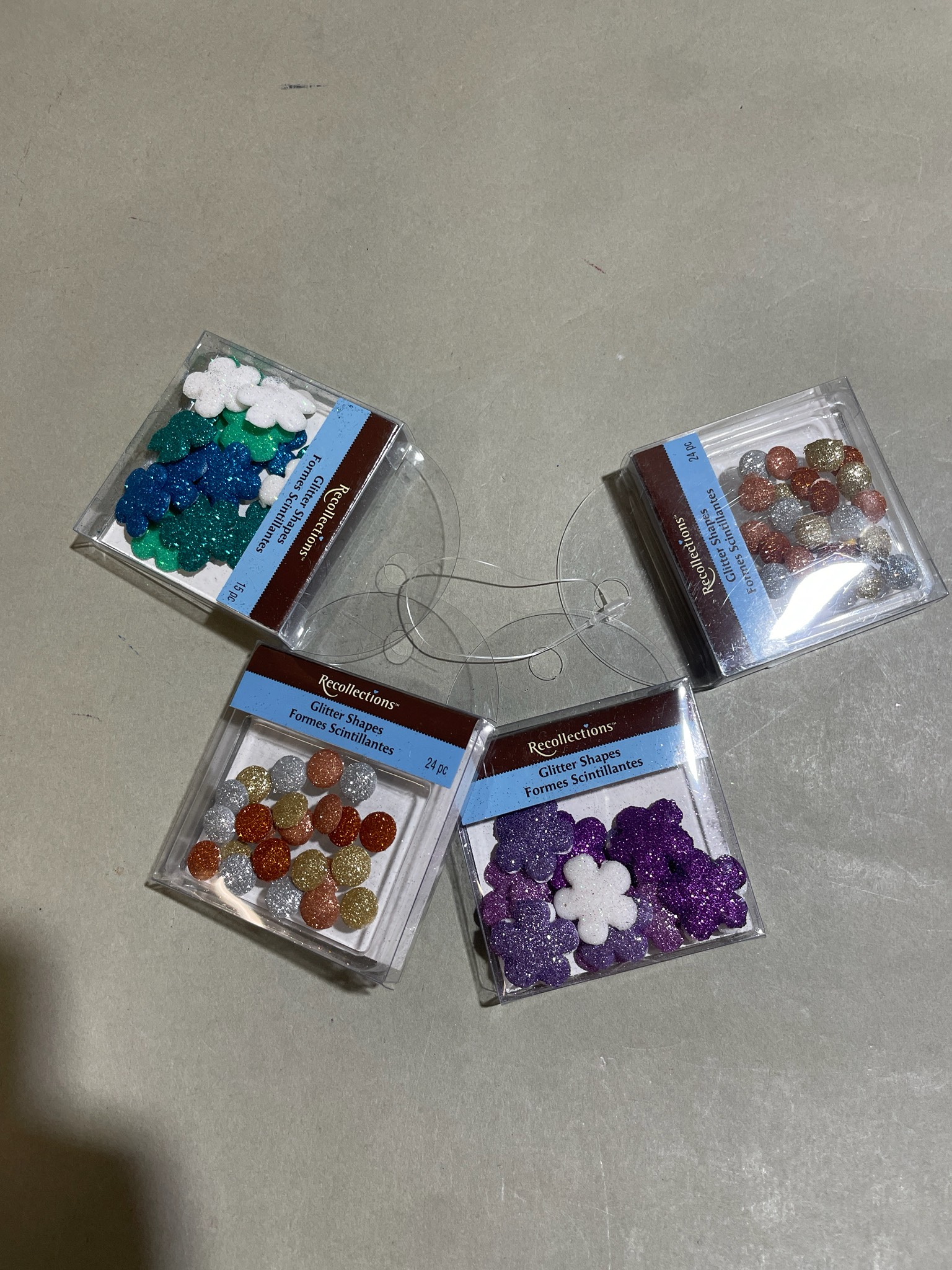 Recollections Assorted Glitter Flower and Dot Shapes Size 24 pc