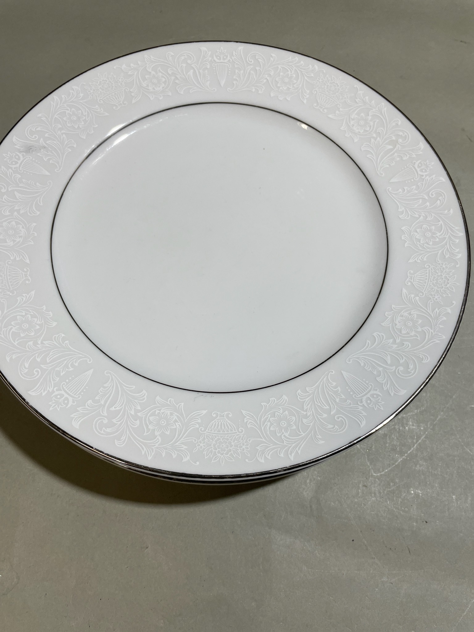 White Embossed Floral Dinner Plates