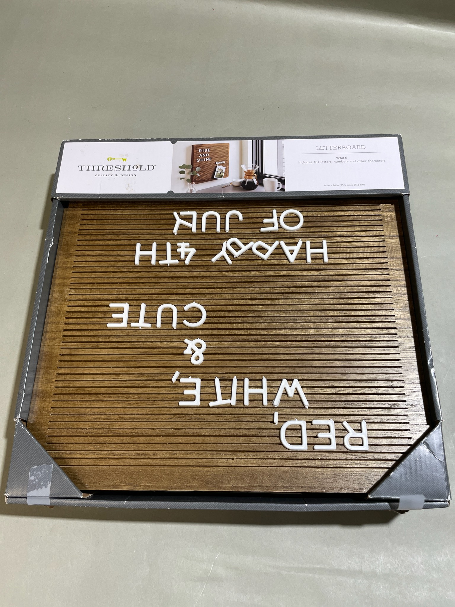 Threshold Brown Wood Letterboard Size 14 in x 14 in