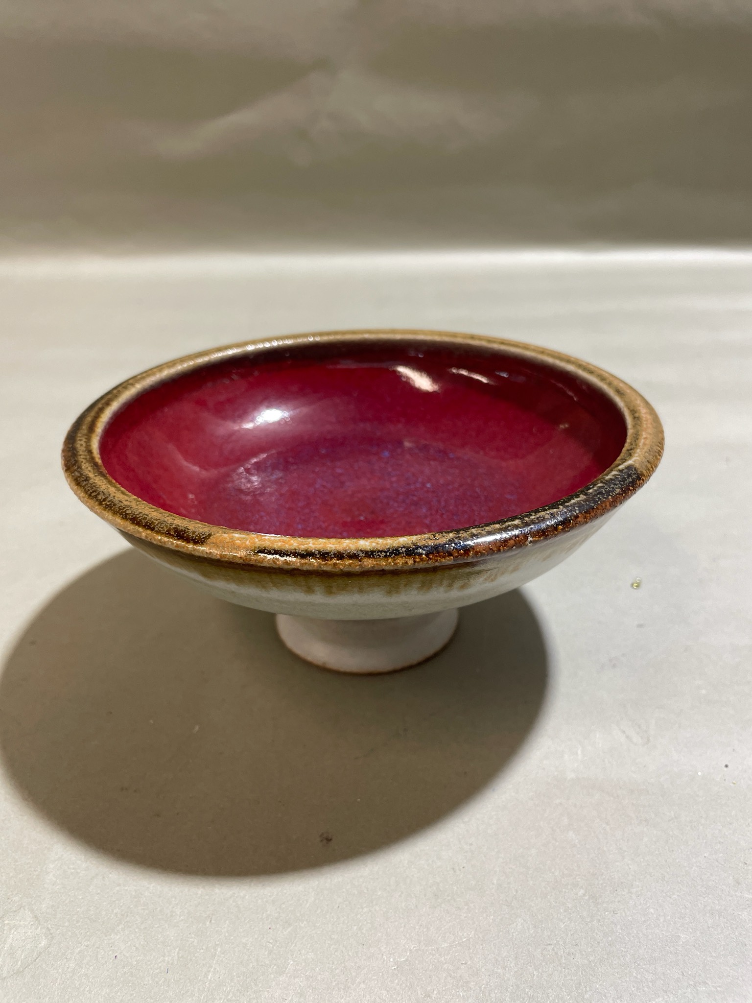 Oxblood Red Footed Ceramic Bowl Size Small